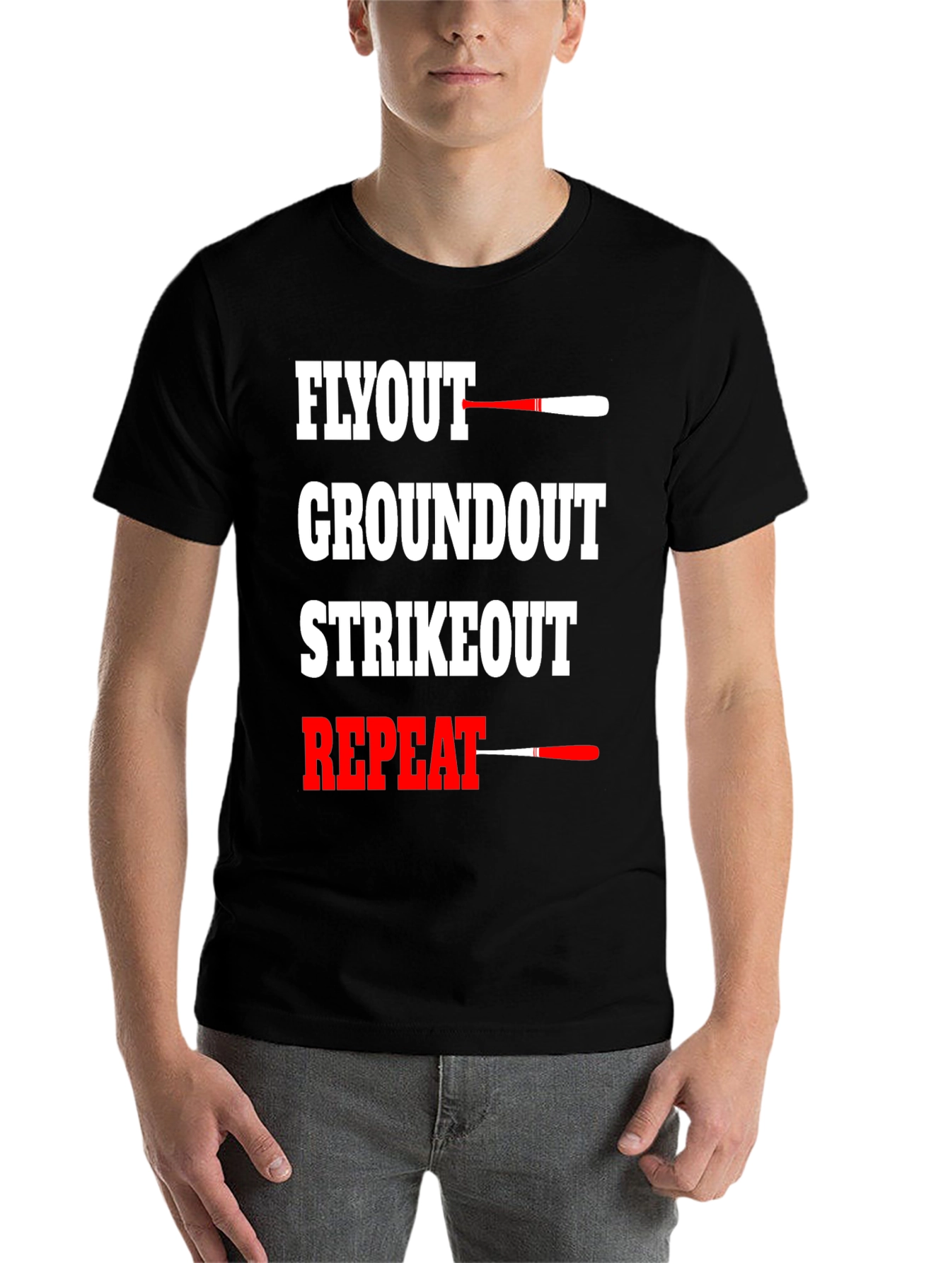 Black Baseball Flyout Repeat Graphic T-Shirt view 7