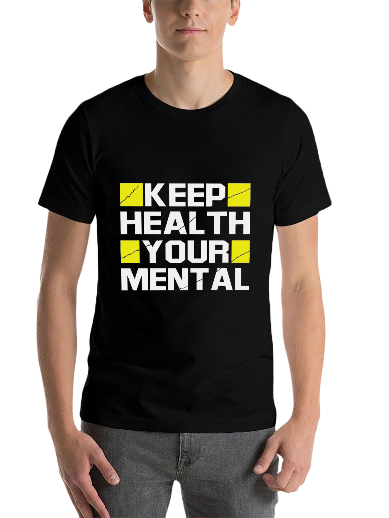 Black Keep Healthy Your Mental T-Shirt view 7