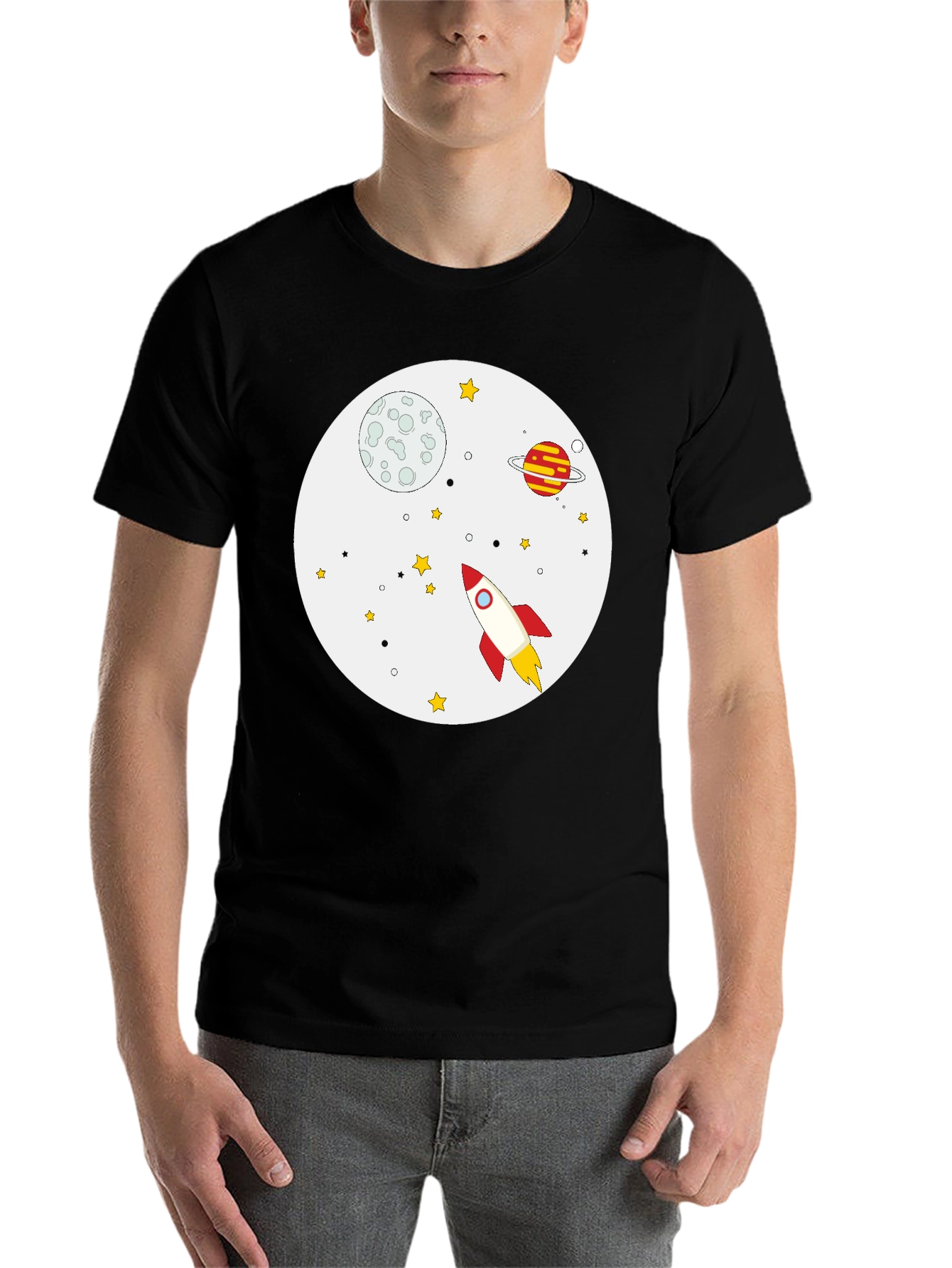 Black Space Adventure Black Cotton T-Shirt view 7