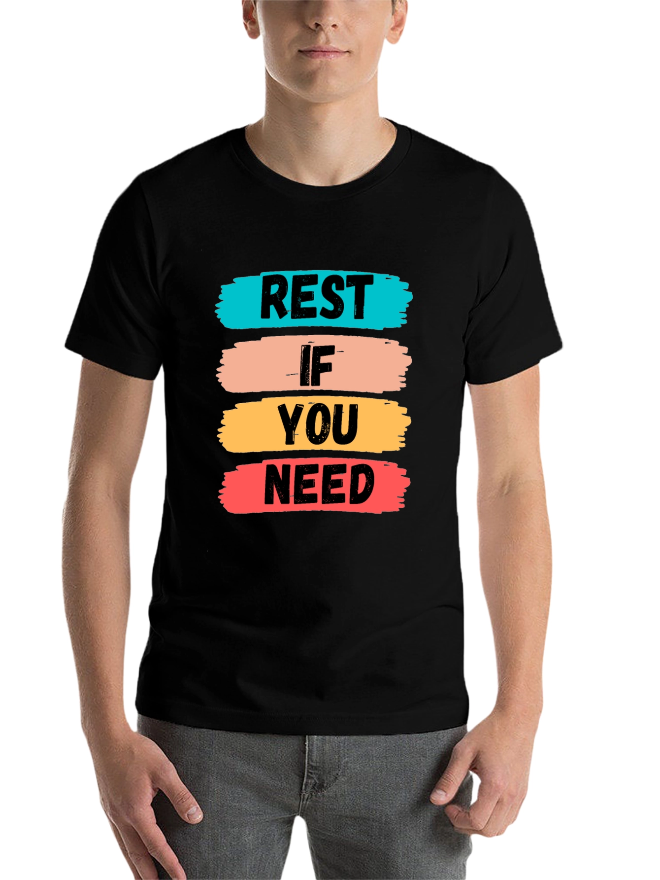 Black Rest If You Need T-Shirt | Short Sleeve Crew Neck Tee view 7