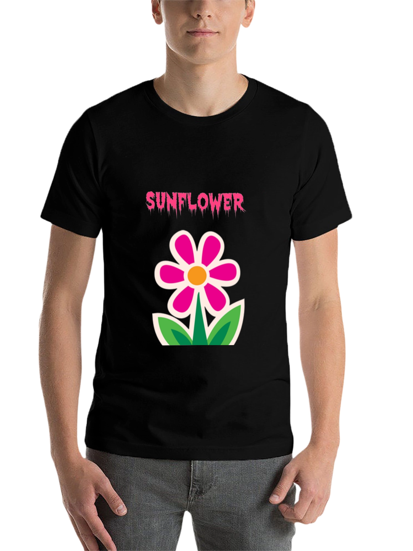 Black Sunflower Graphic Tee - Fun Floral Design view 7