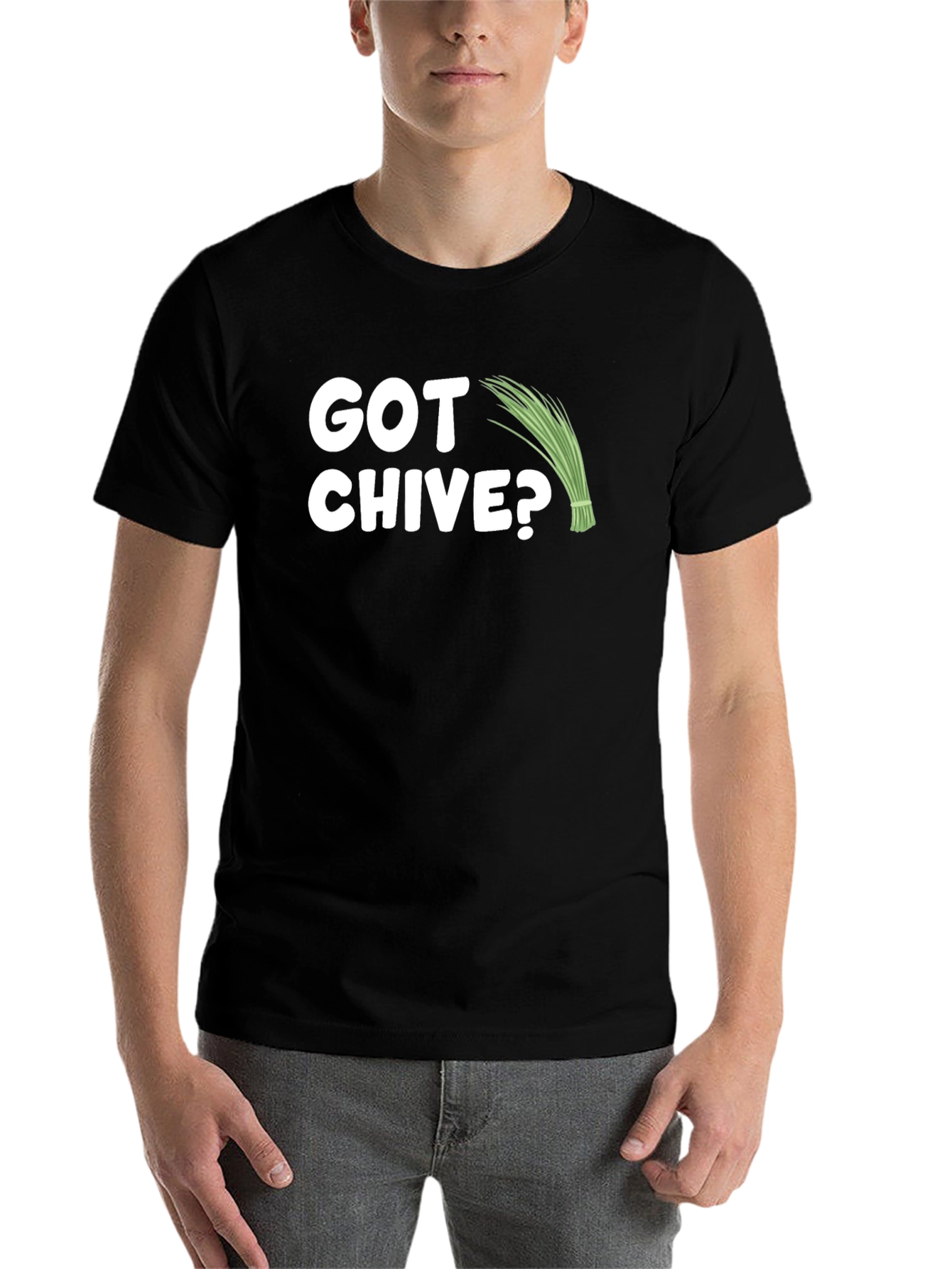 Black Got Chive? Funny Herb T-Shirt view 7