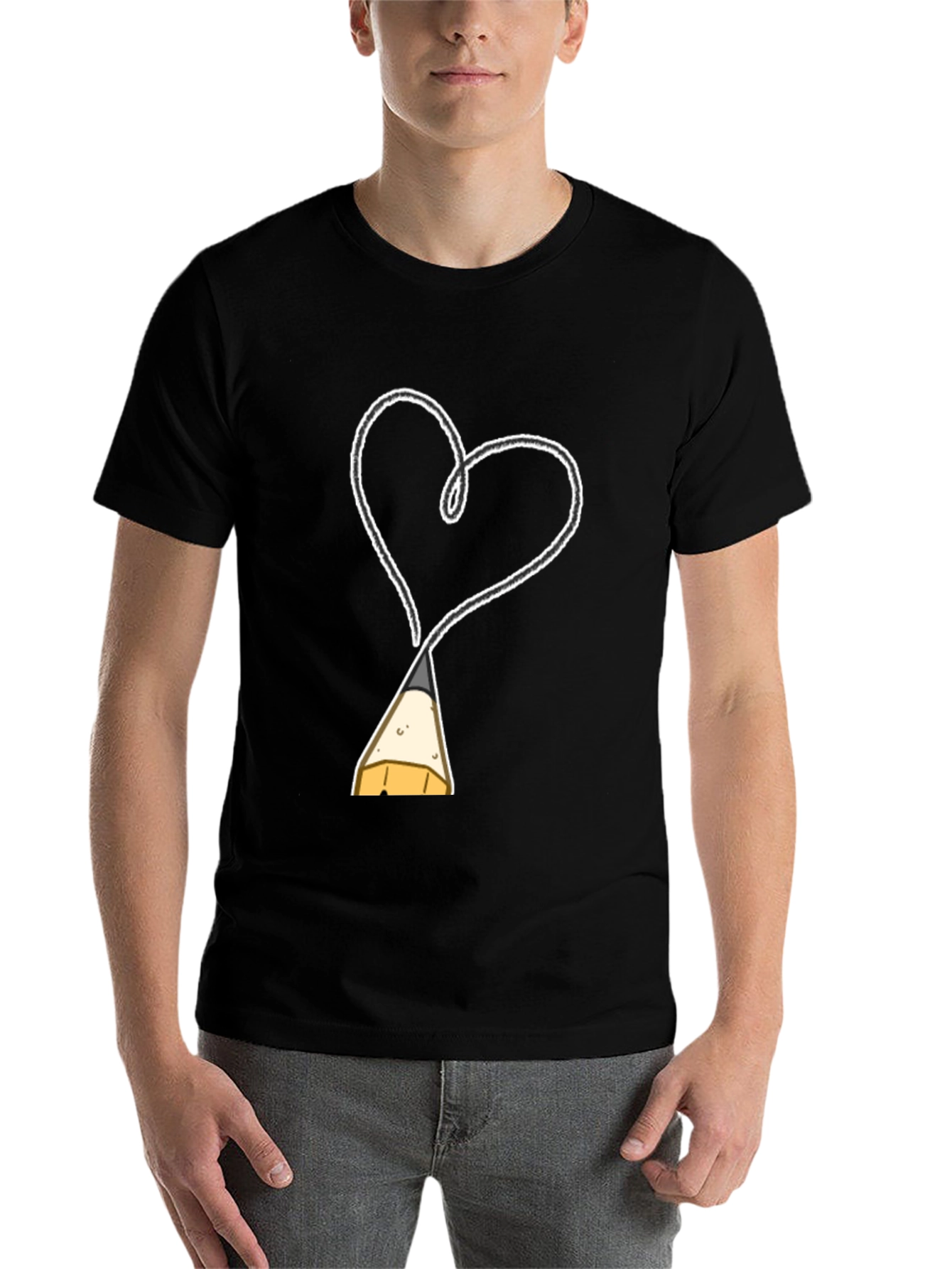 Black Heart Drawn By Pencil T-Shirt - Artistic Fashion view 7
