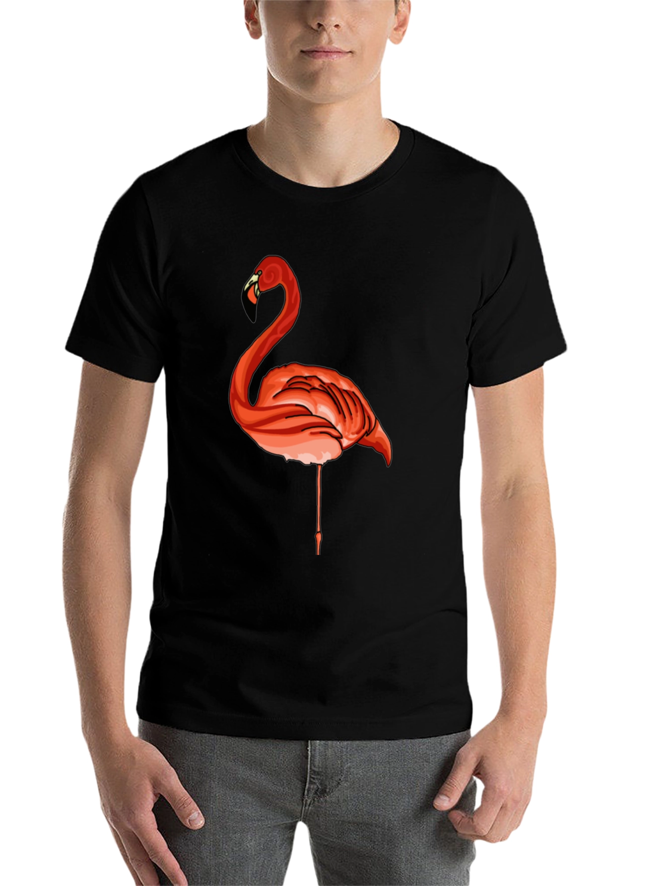 Black Flamingo Graphic Tee - Casual Black T-Shirt view 7