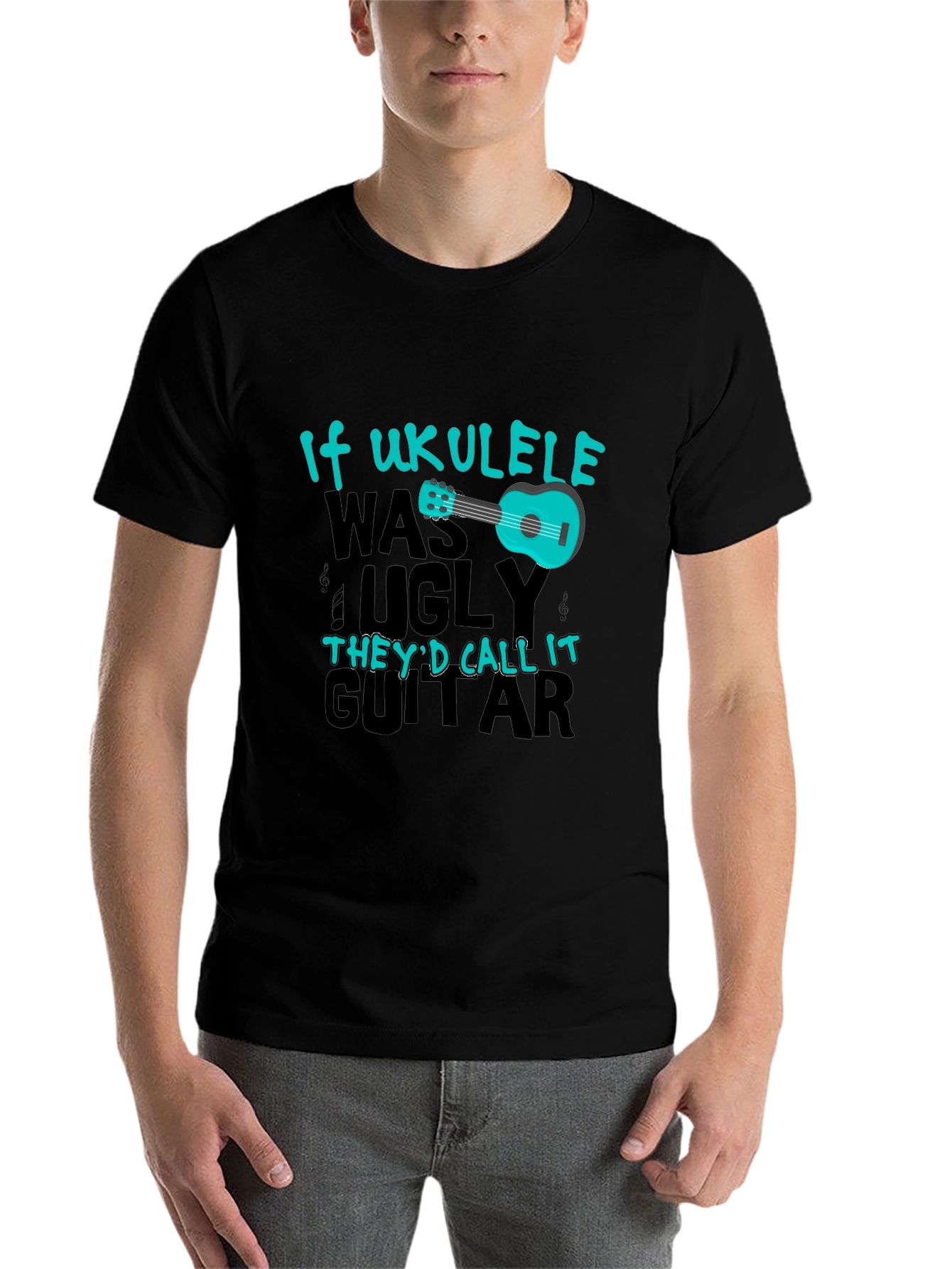 Black Ukulele T-Shirt - If Ukulele Was Ugly view 7