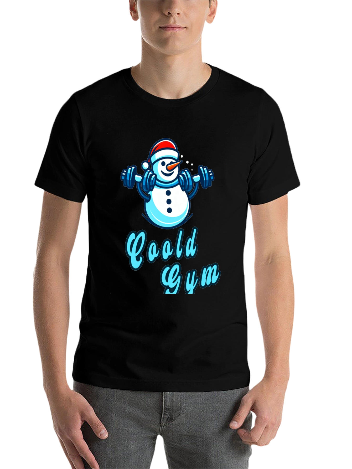 Black Cool Gym Snowman Black T-Shirt view 7