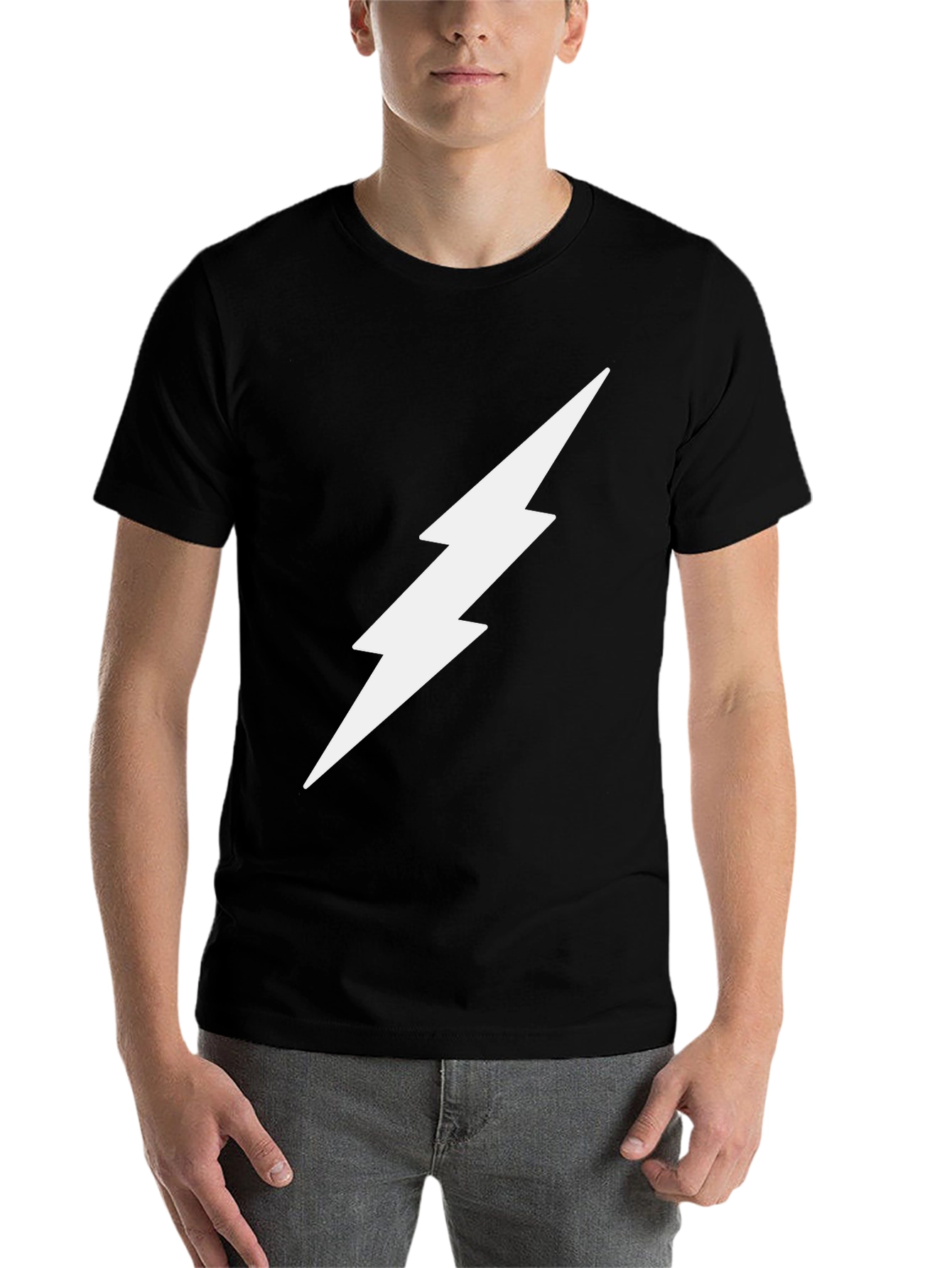 Black Lightning Bolt Graphic Tee - Modern Style view 7