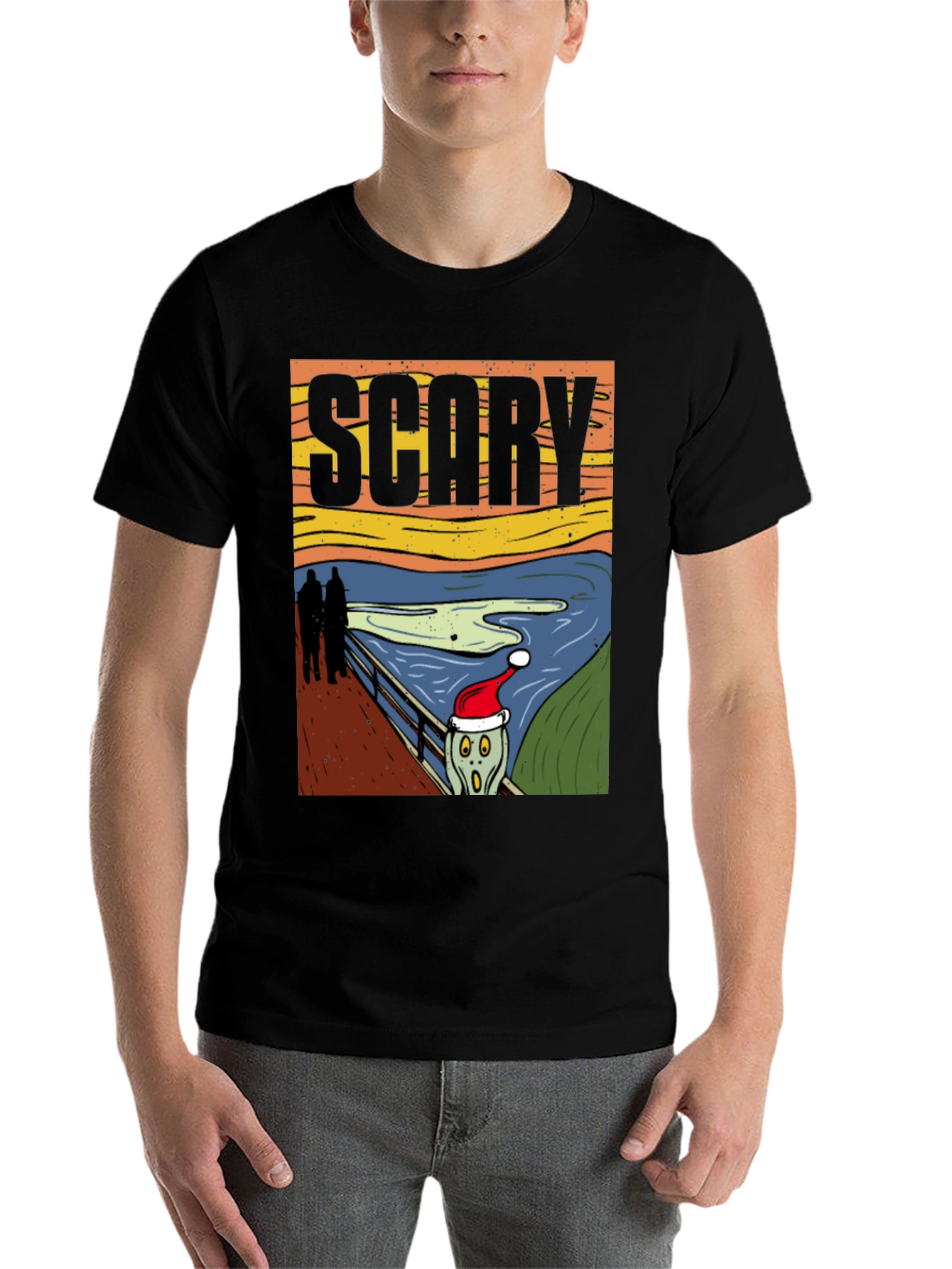 Black Scary Christmas Scream T-Shirt view 7