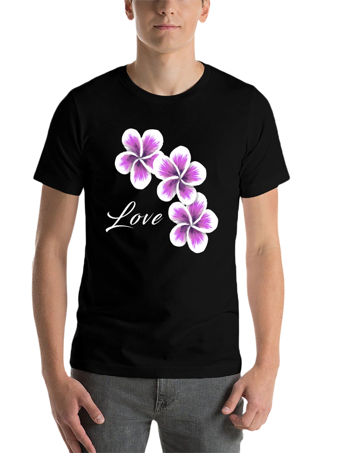 Black Floral Love T-Shirt - Casual Stylish Tee view 7