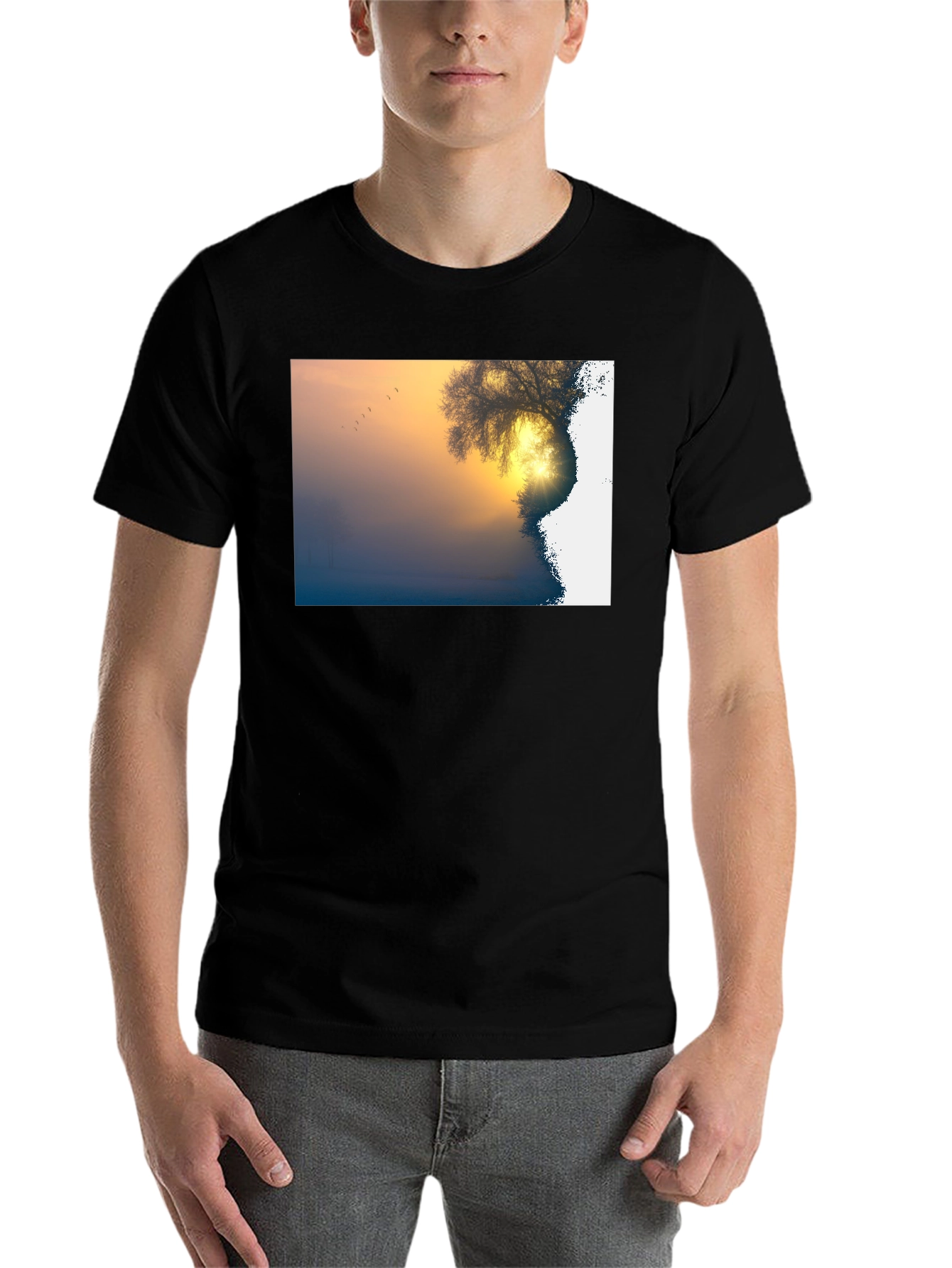 Black Sunrise Nature Scene Graphic Tee view 7