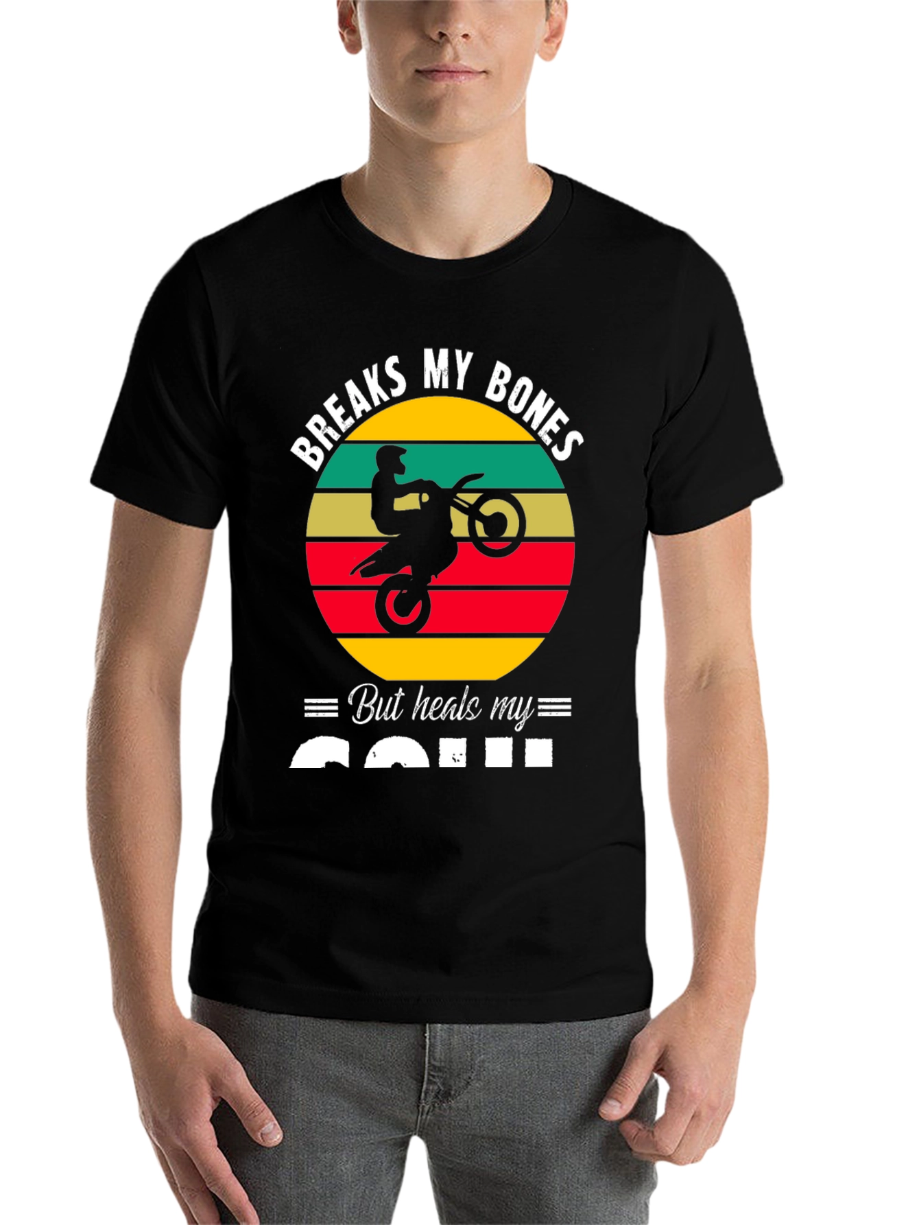 Black Breaks My Bones Heals My Soul Motocross T-Shirt view 7
