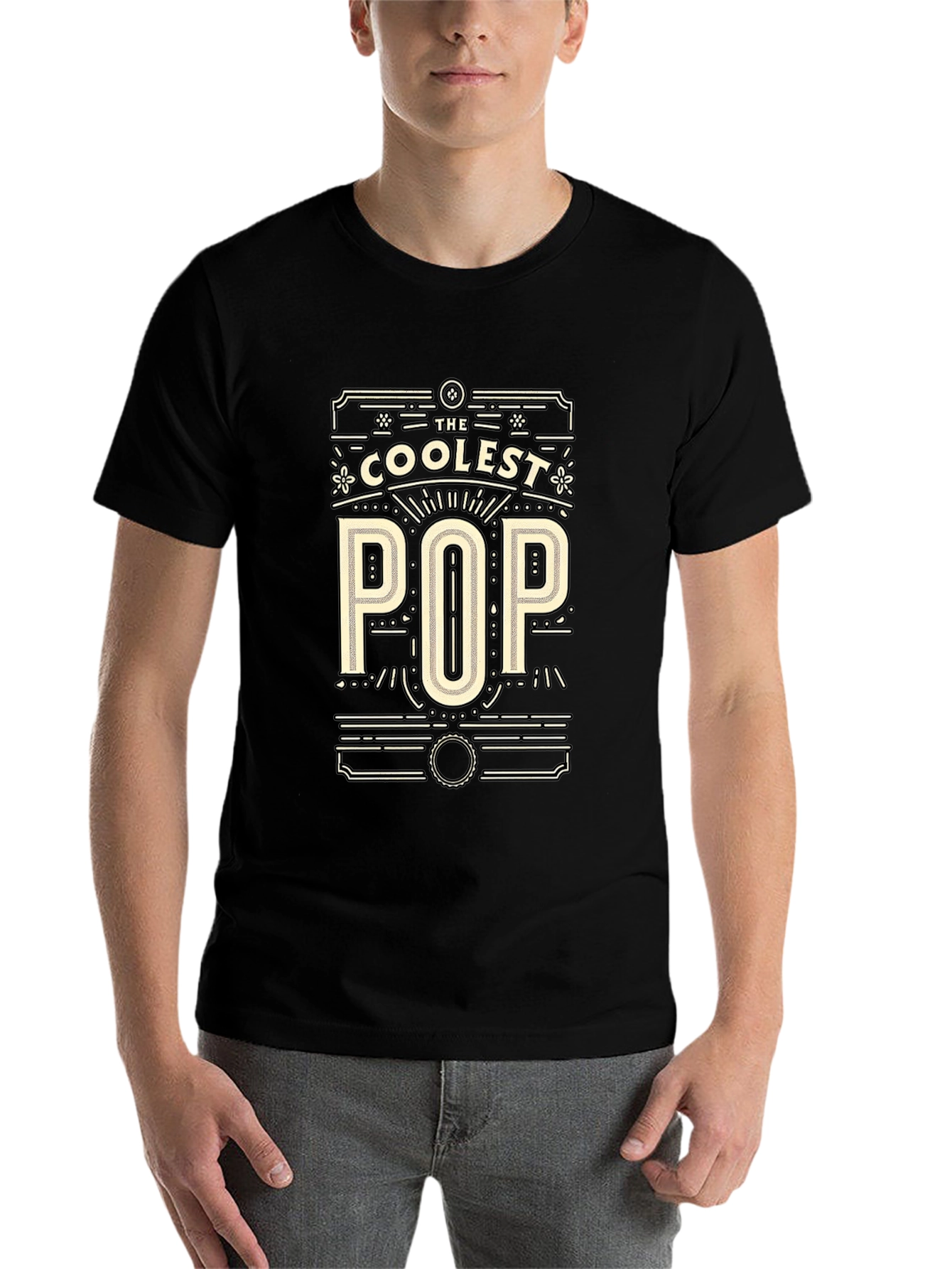 Black The Coolest Pop Graphic Print Crew Neck T-Shirt view 7