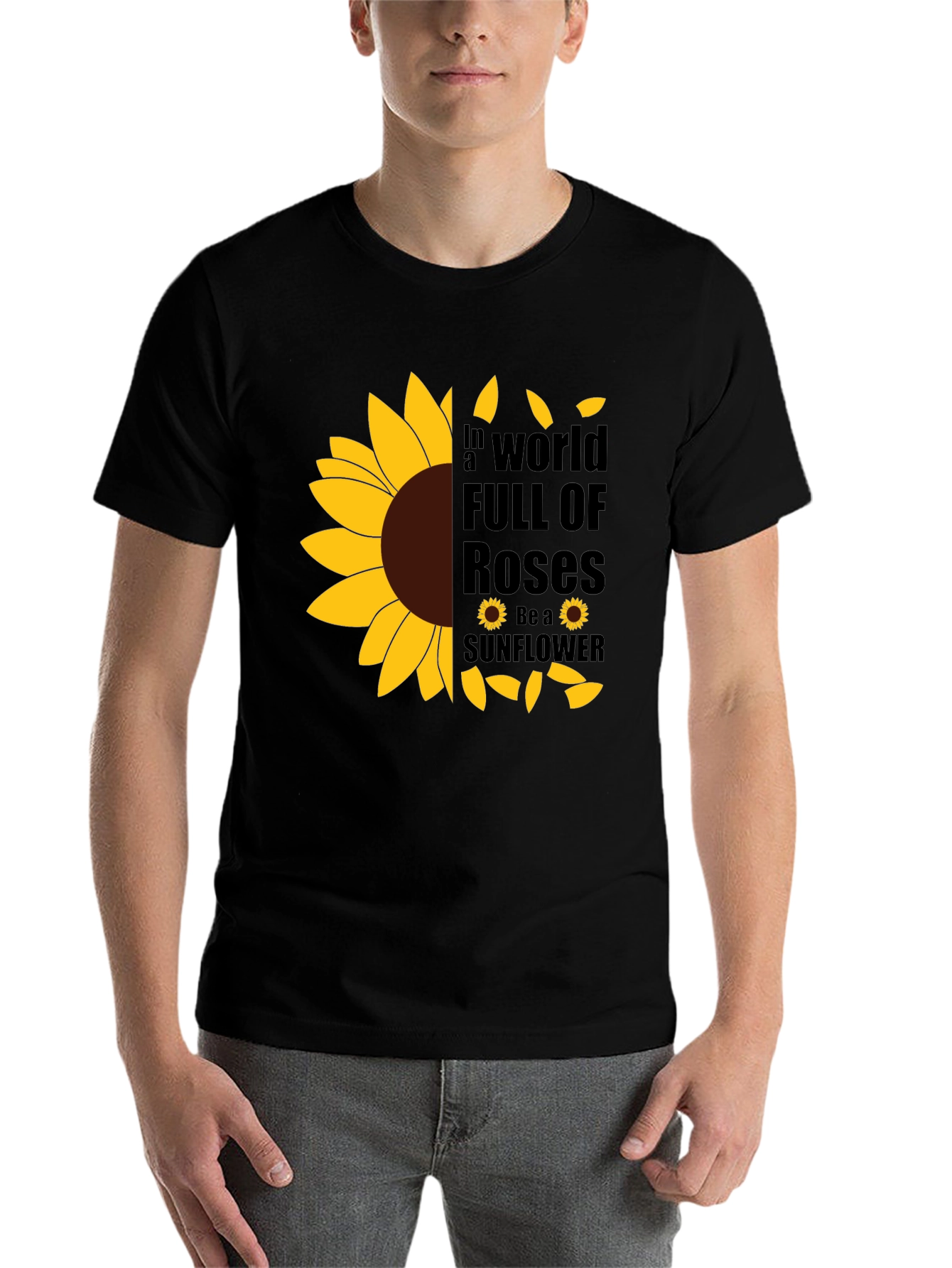 Black Sunflower Graphic T-Shirt - Be a Sunflower view 7