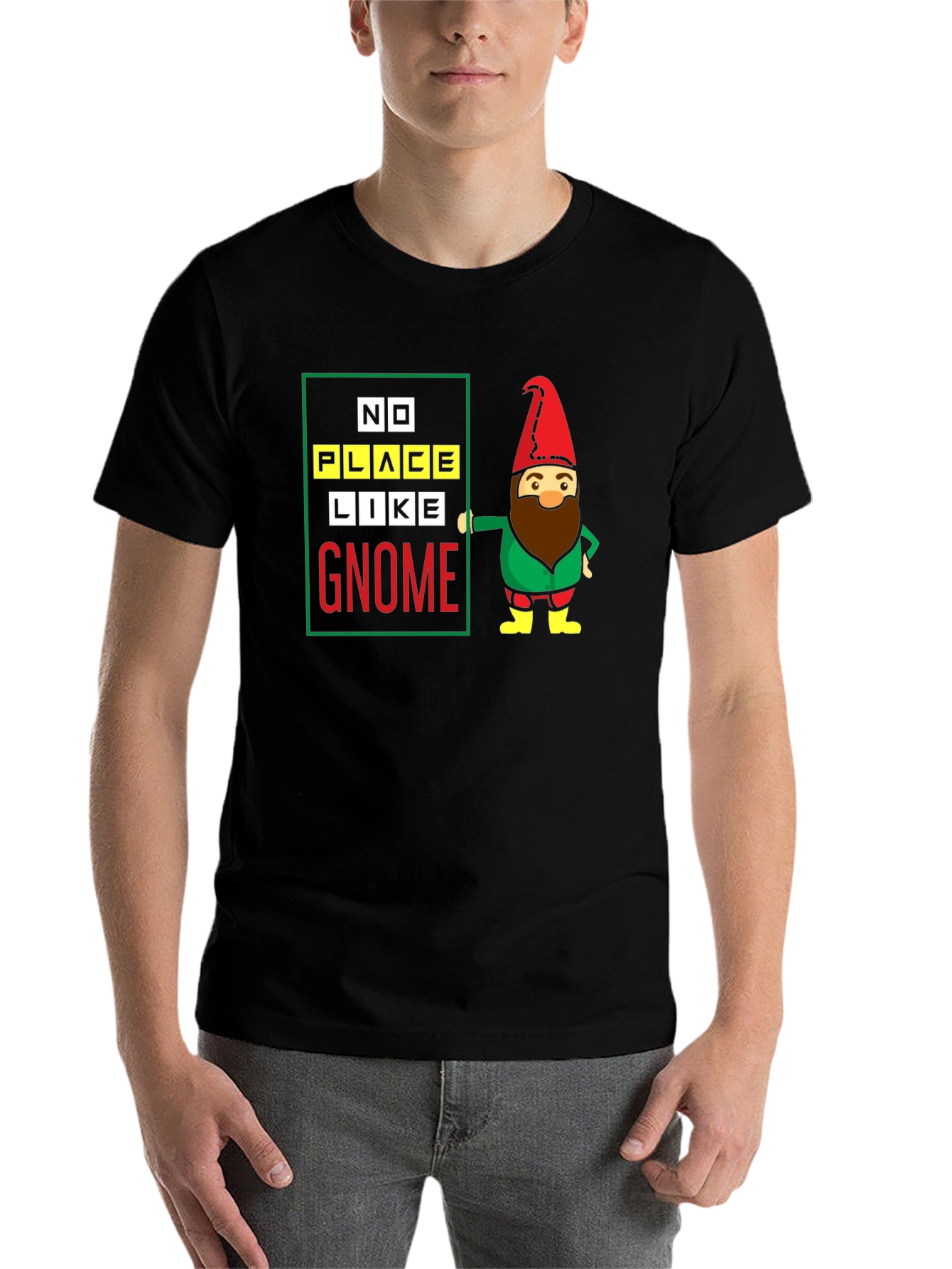Black No Place Like Gnome Black T-Shirt view 7