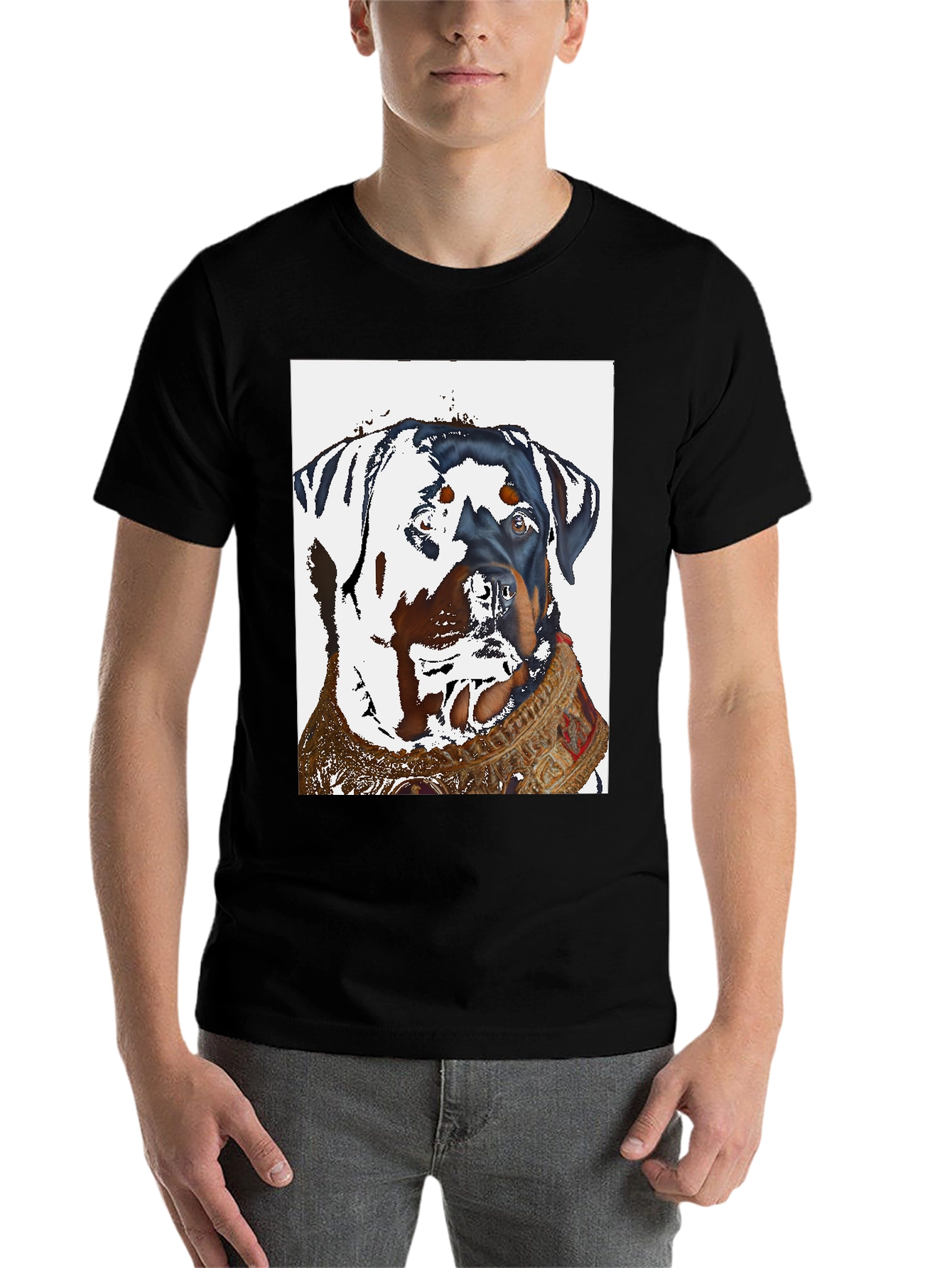 Black Rottweiler Dog T-Shirt - Cool Artistic Design view 7