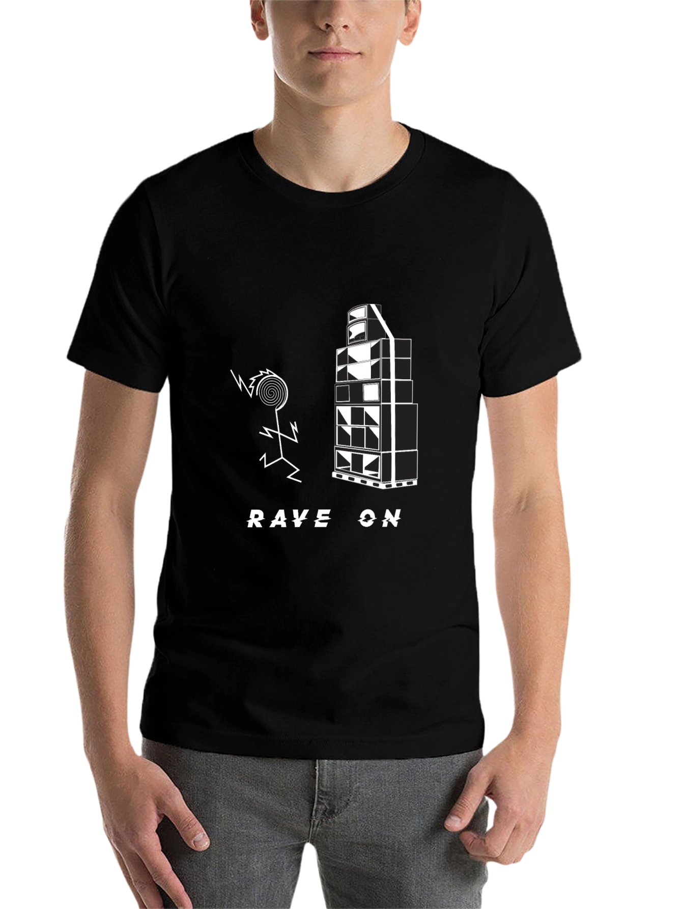 Black Rave On Black Graphic Tee view 7