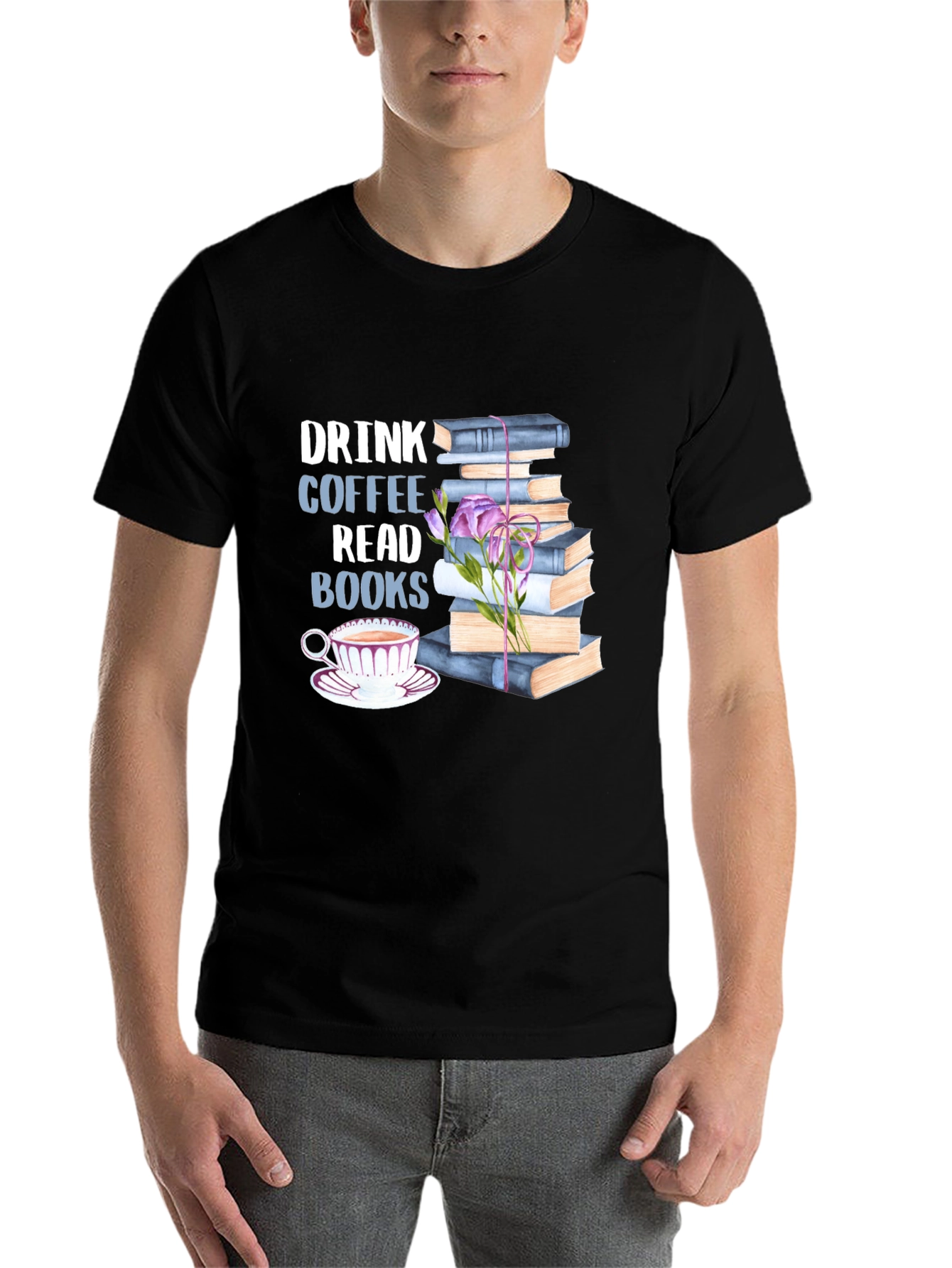 Black Drink Coffee Read Books Graphic Tee view 7