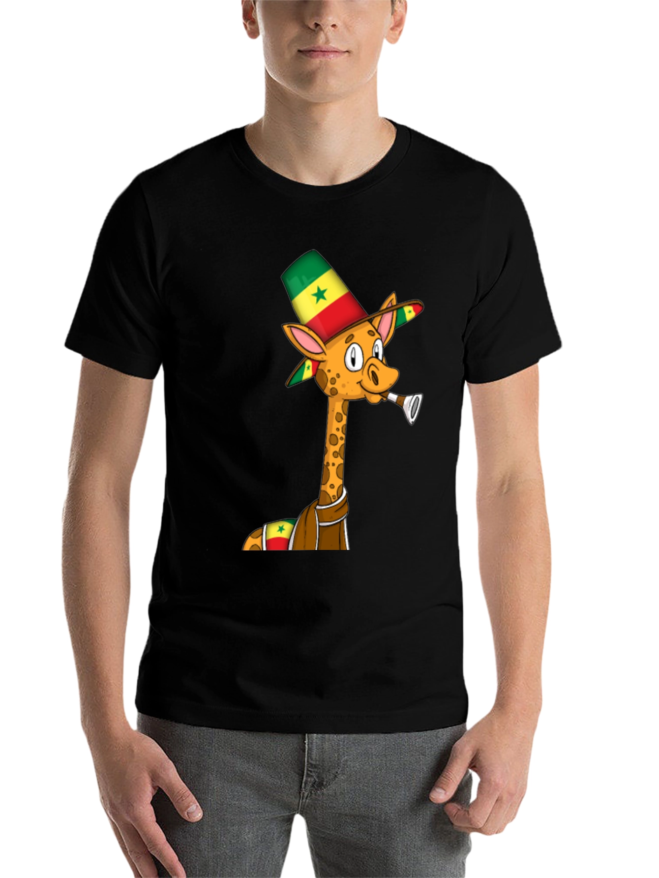 Black Senegal Giraffe T-Shirt - Novelty Graphic Tee view 7