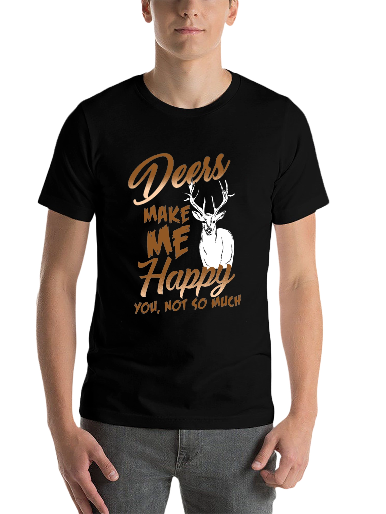 Black Deers Make Me Happy T-Shirt view 7