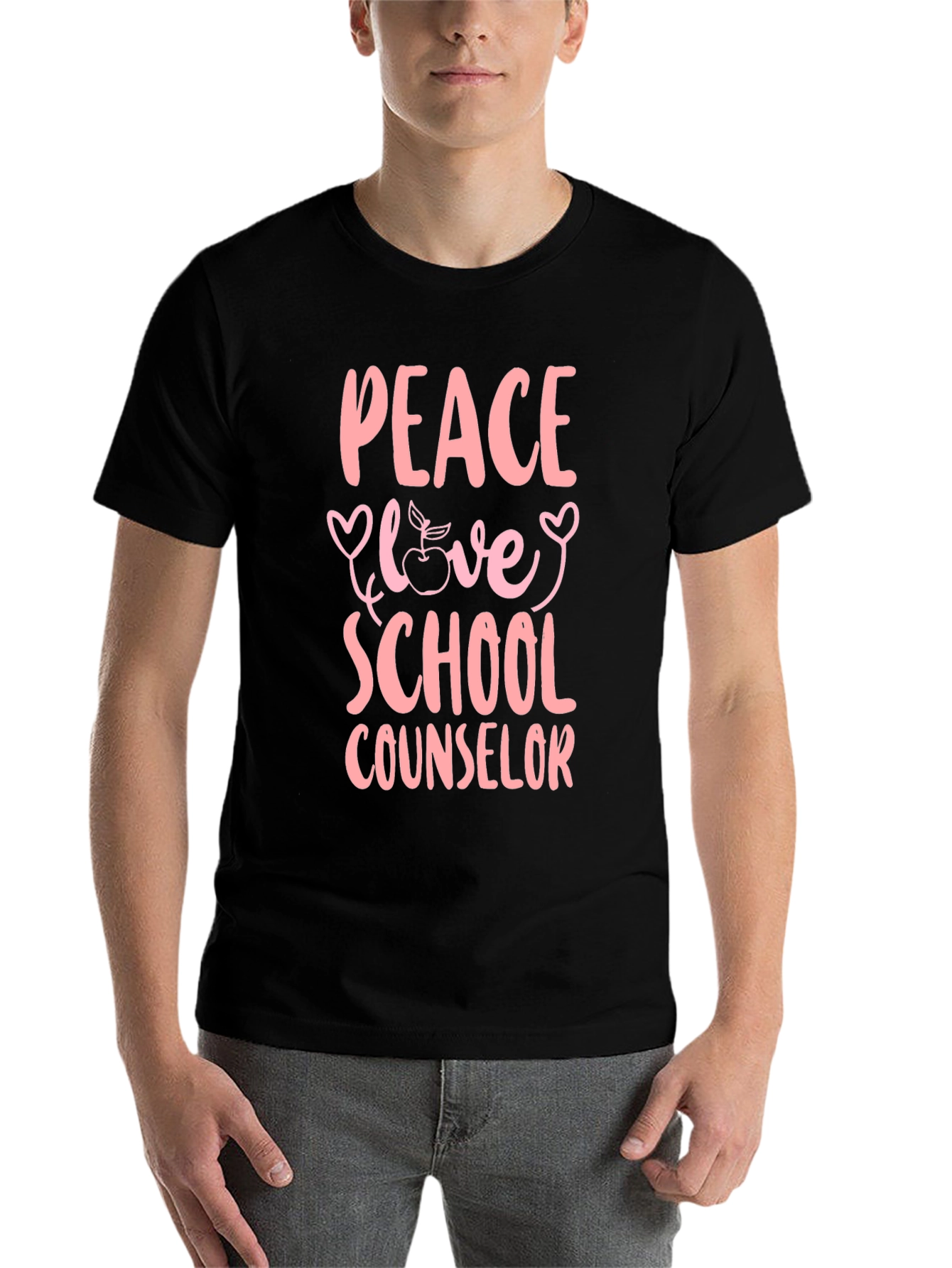 Black Peace Love School Counselor T-Shirt view 7