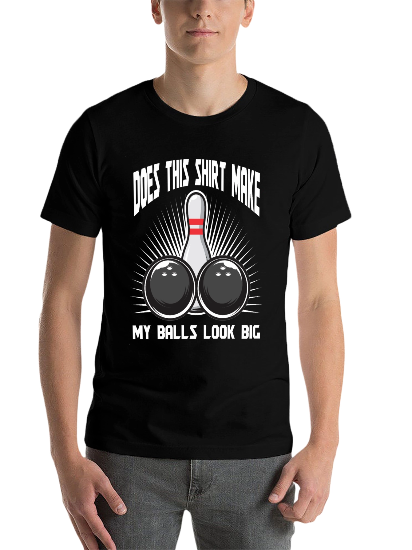 Black Funny Bowling Balls Graphic T-Shirt view 7