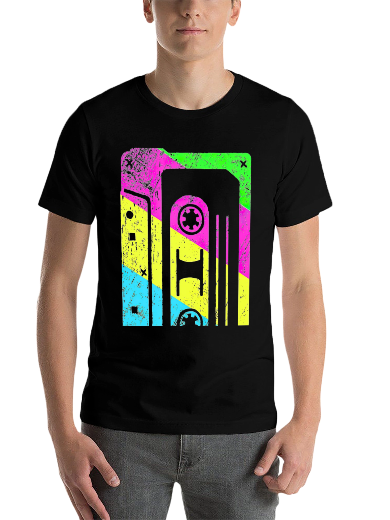 Black Retro Cassette Tape Graphic T-Shirt view 7