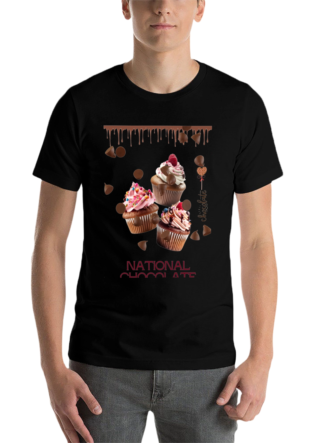 Black National Chocolate Day Cupcake T-Shirt view 7