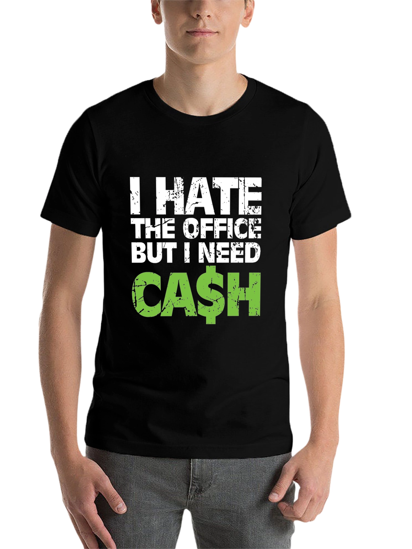 Black I Hate The Office But I Need Cash Black T-Shirt view 7