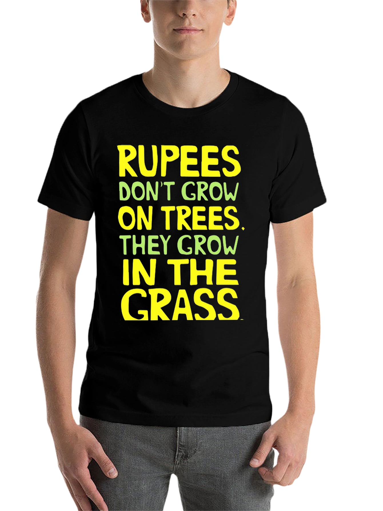 Black Rupees in Grass Graphic Tee - Funny Sarcastic T-Shirt view 7