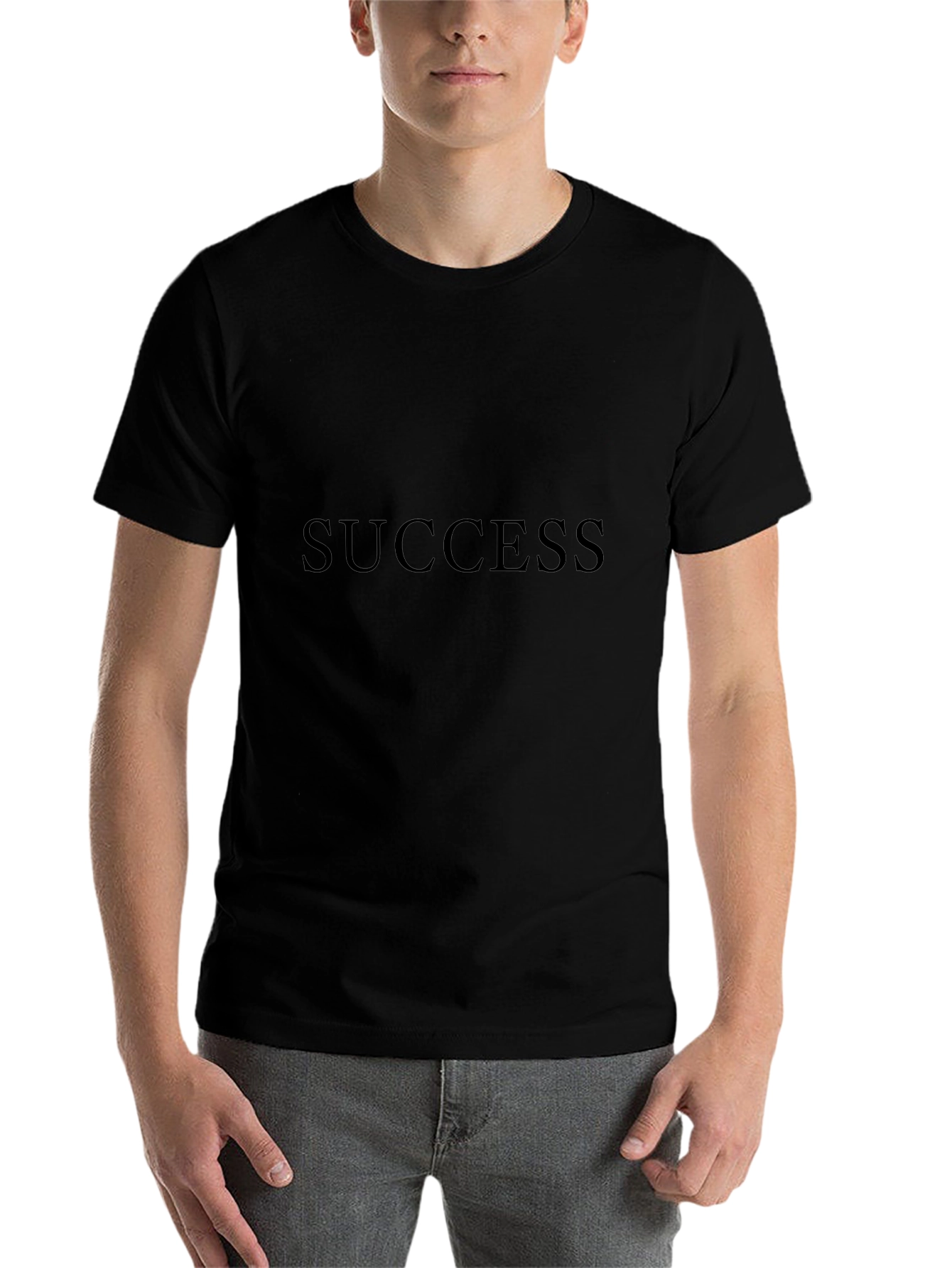 Black Success T-Shirt: Mens Black Crew Neck Tee view 7