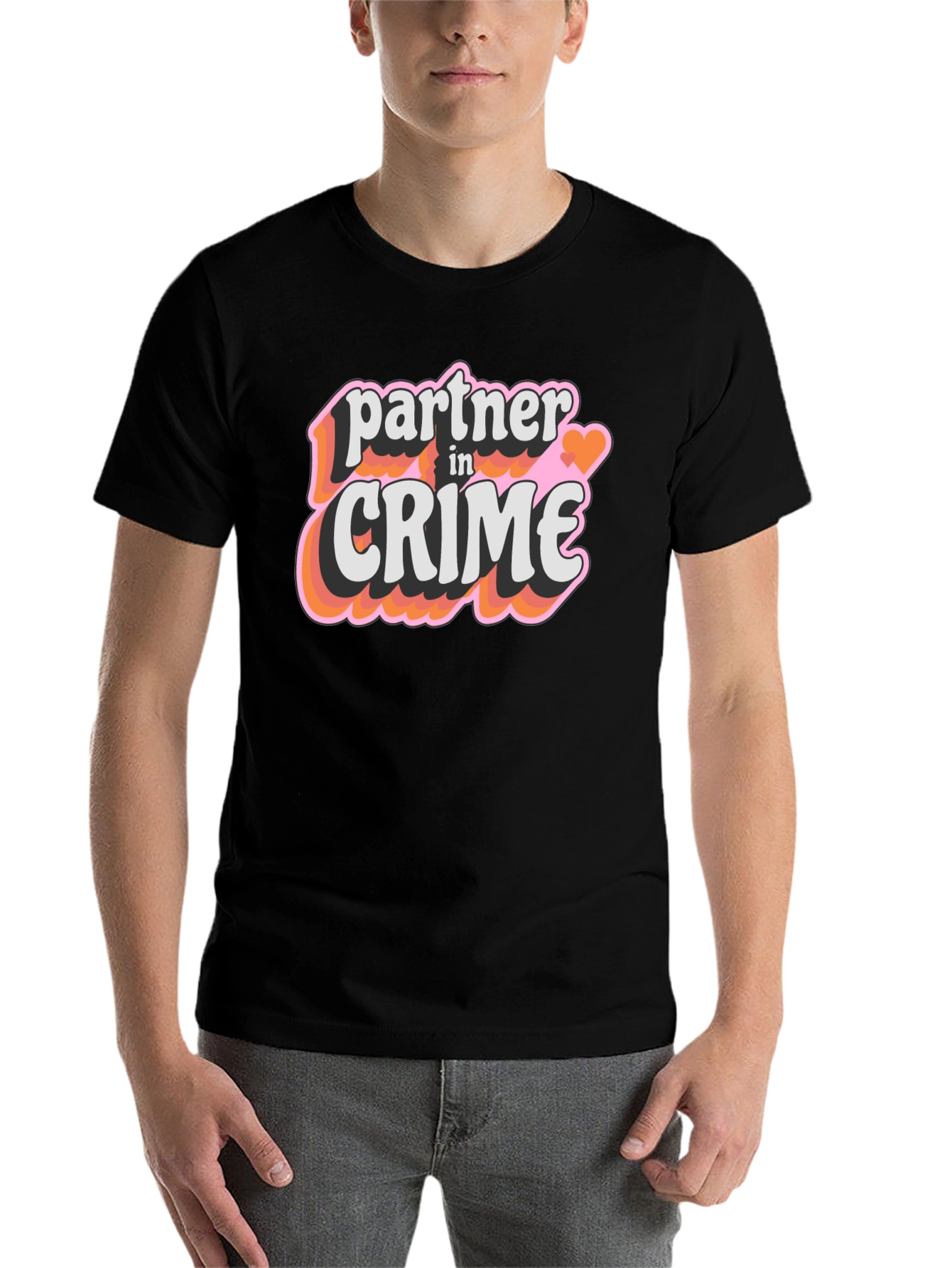 Black Partner in Crime T-Shirt - Black Crew Neck Tee view 7