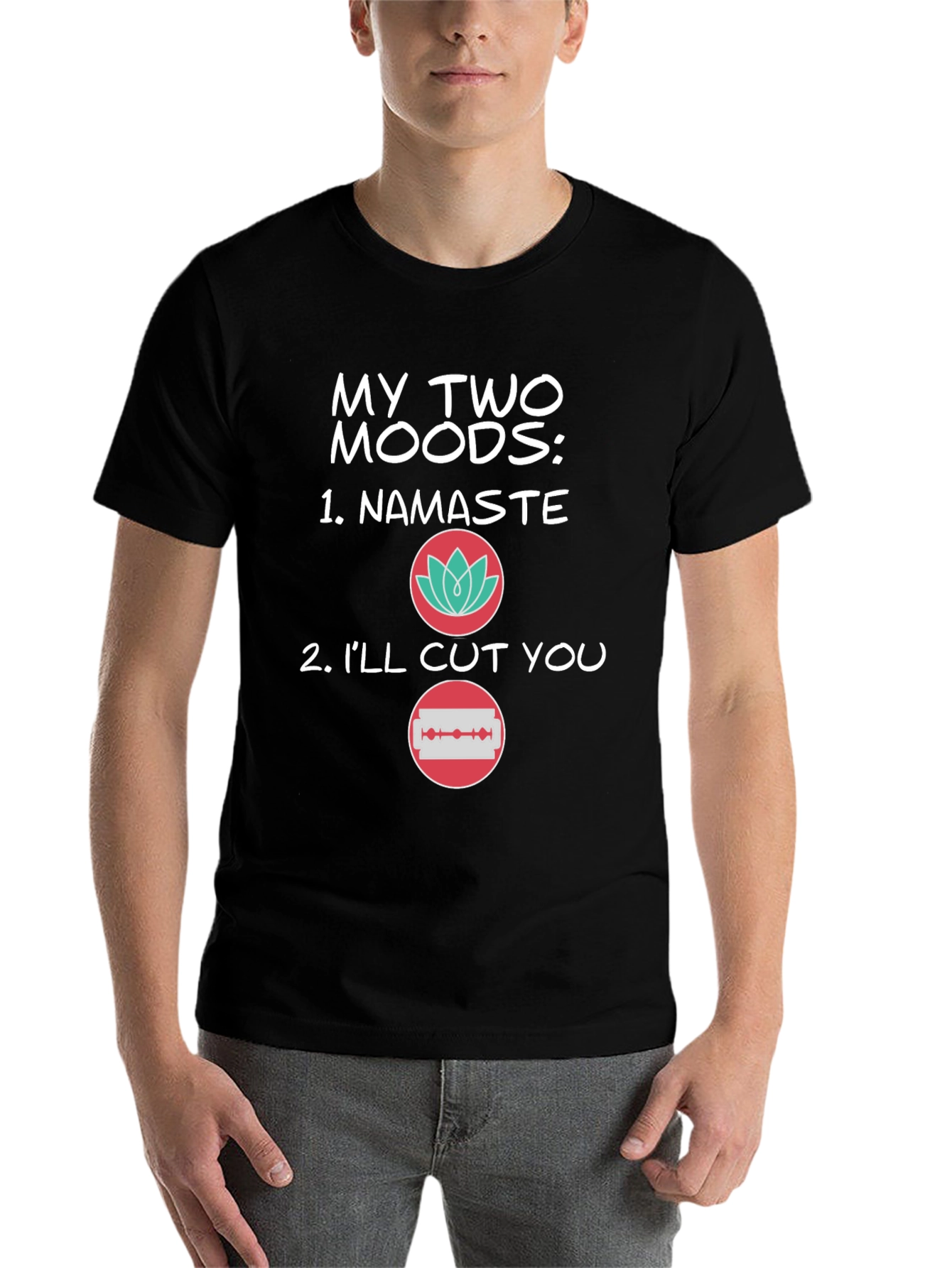 Black My Two Moods T-Shirt - Funny Graphic Tee view 7