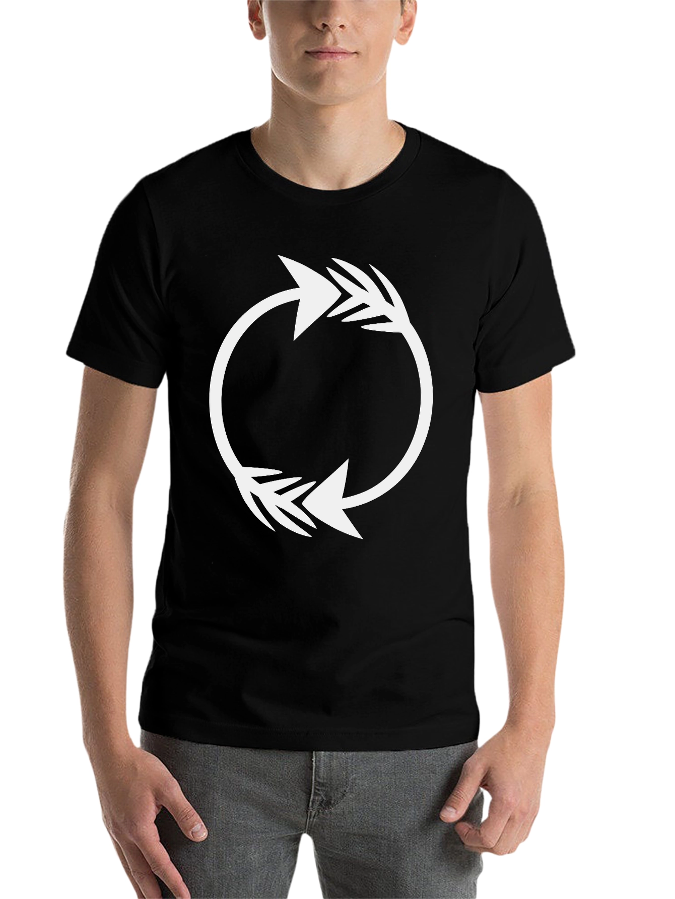 Black Circular Arrow Graphic Tee - Stylish Black T-Shirt view 7
