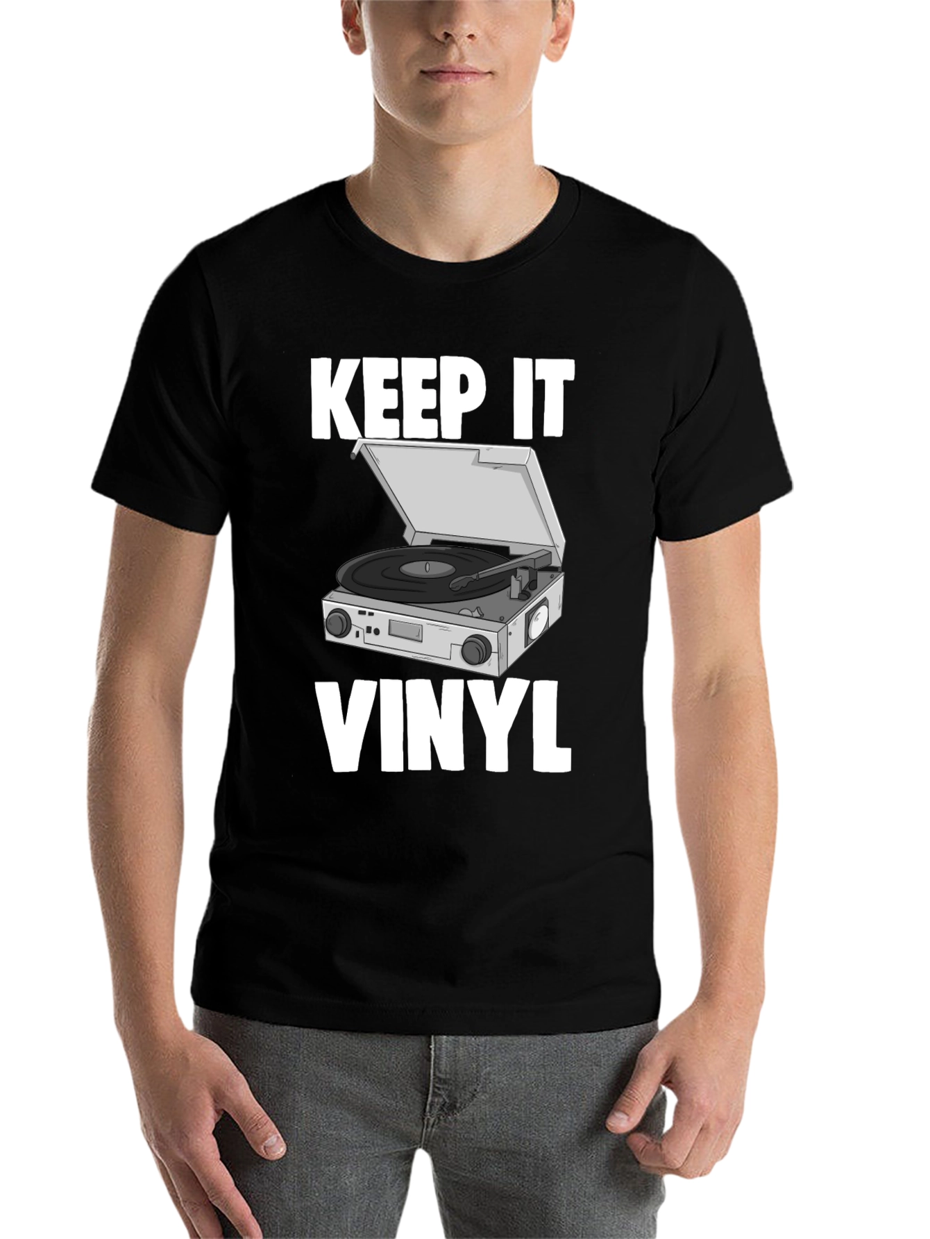 Black Keep It Vinyl T-Shirt - Retro Music Lover Tee view 7