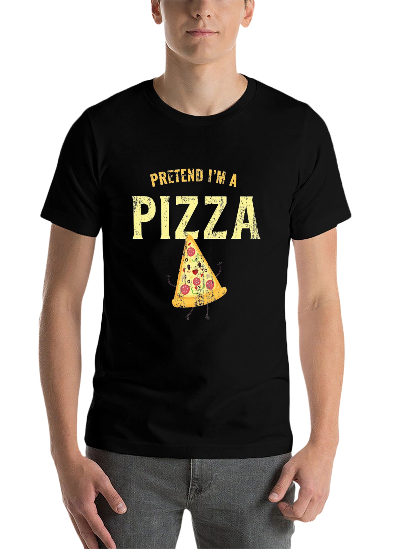 Black Pretend I'm A Pizza Graphic T-Shirt view 7