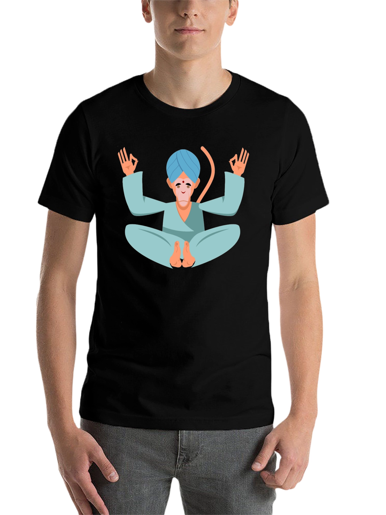 Black Meditating Monkey T-Shirt - Yoga Inspired Tee view 7