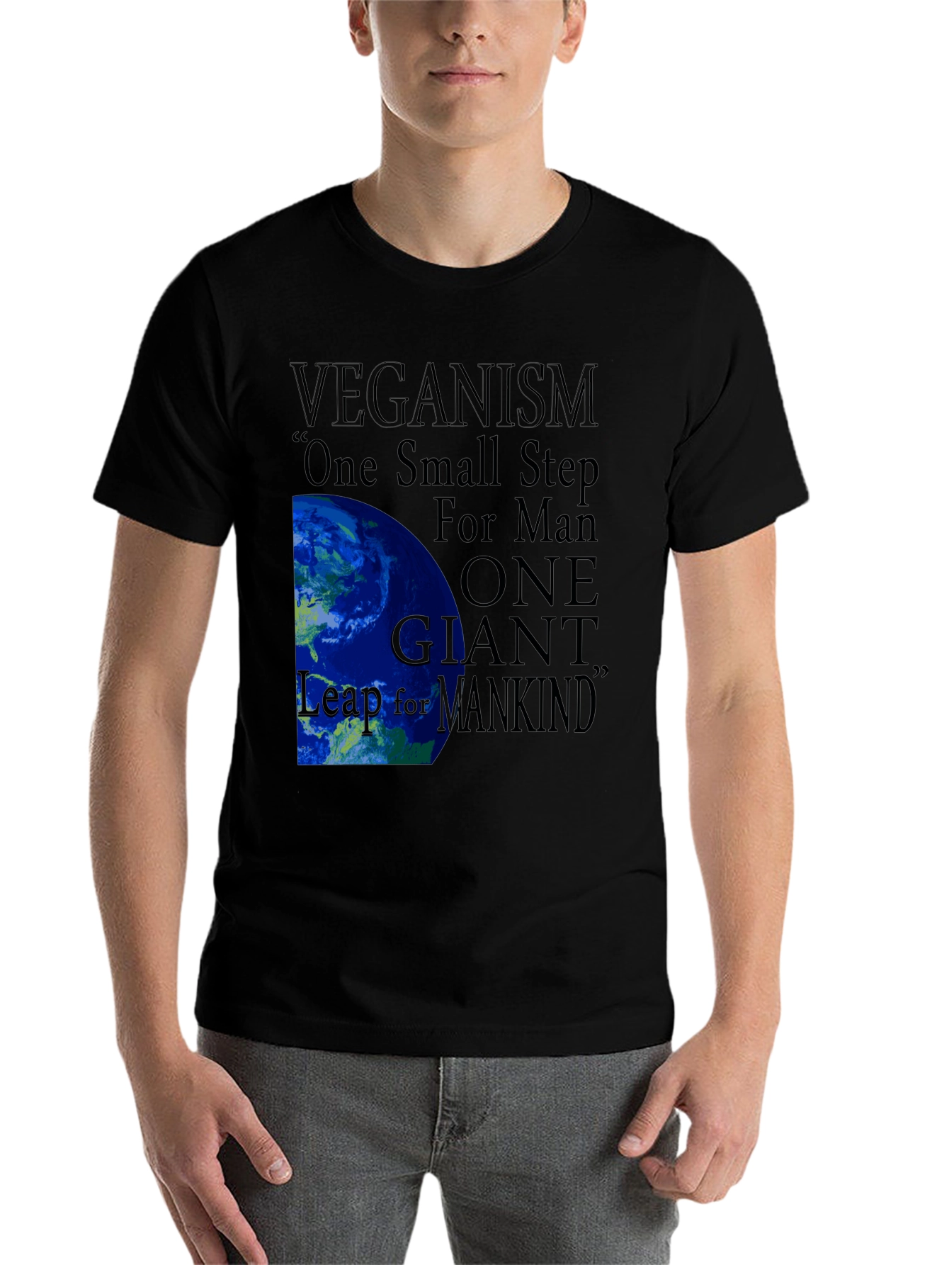 Black Veganism One Small Step Graphic Tee view 7