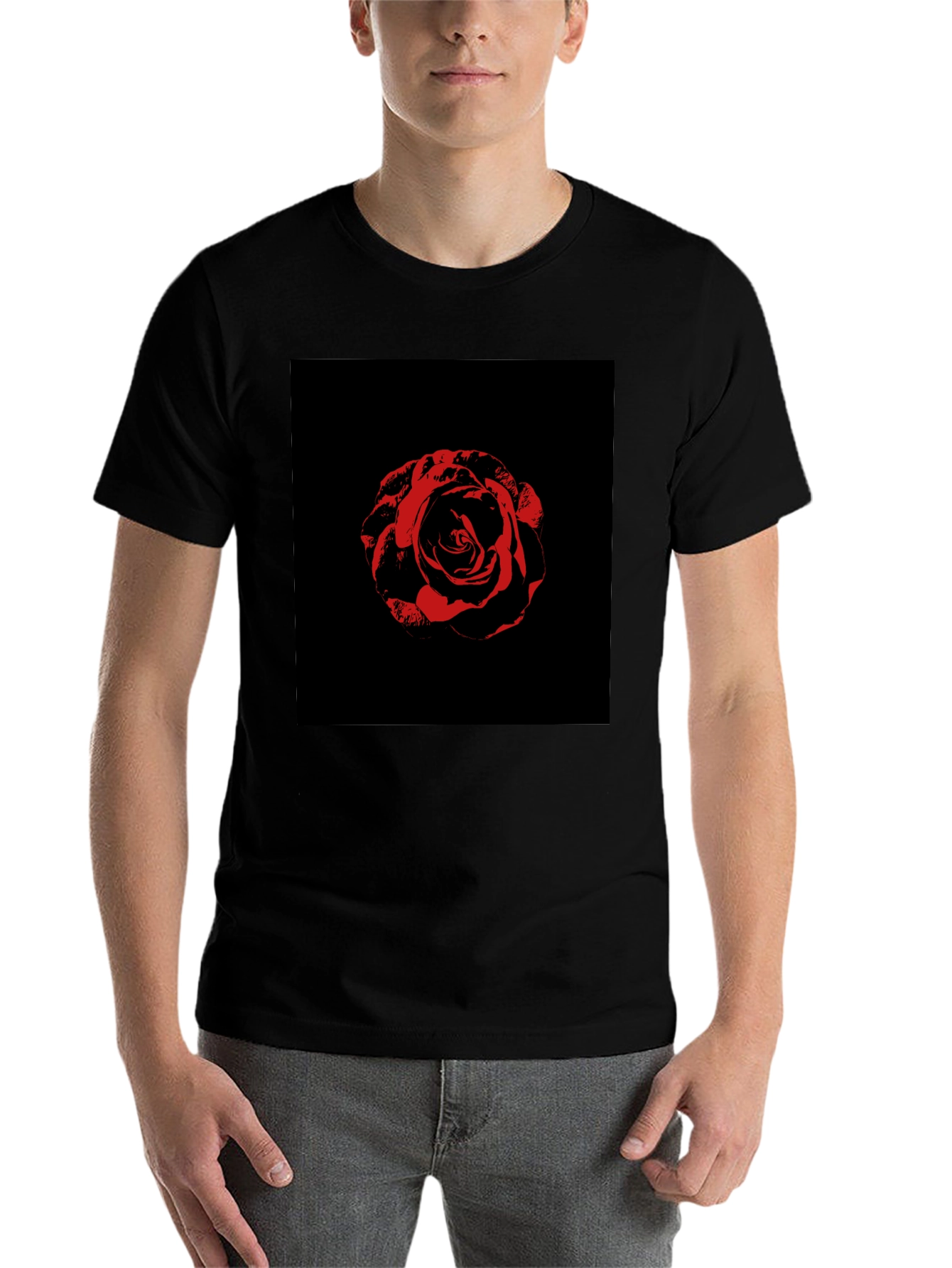 Black Rose Graphic Tee - Black Cotton T-Shirt view 7
