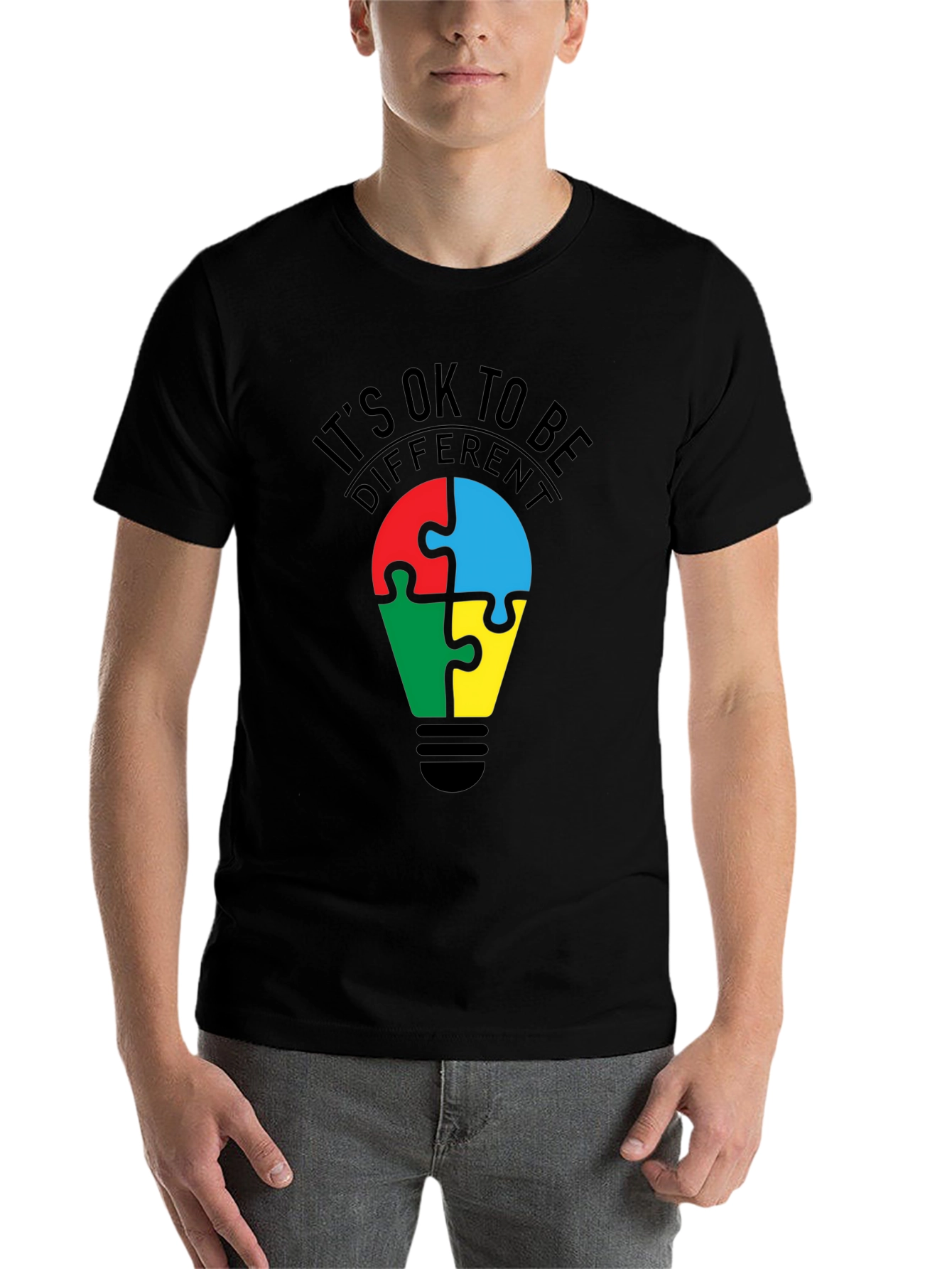 Black It's Ok to Be Different T-Shirt view 7