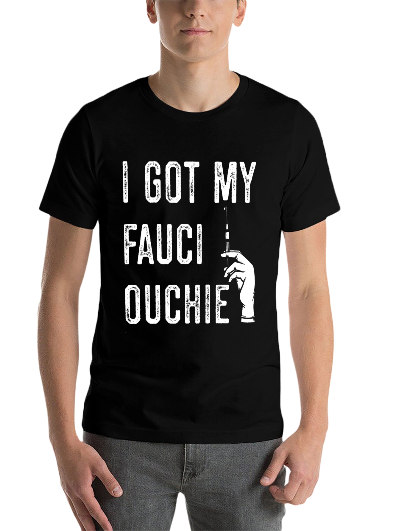 Black I Got My Fauci Ouchie T-Shirt view 7