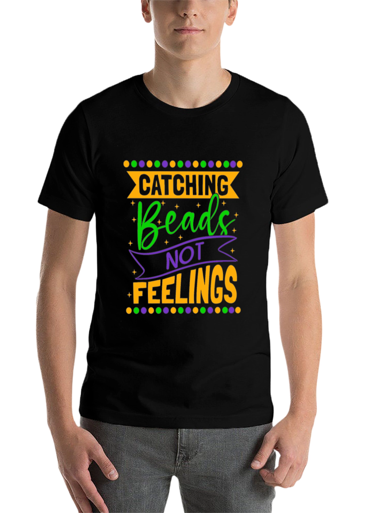Black Catching Beads Not Feelings Graphic Tee view 7