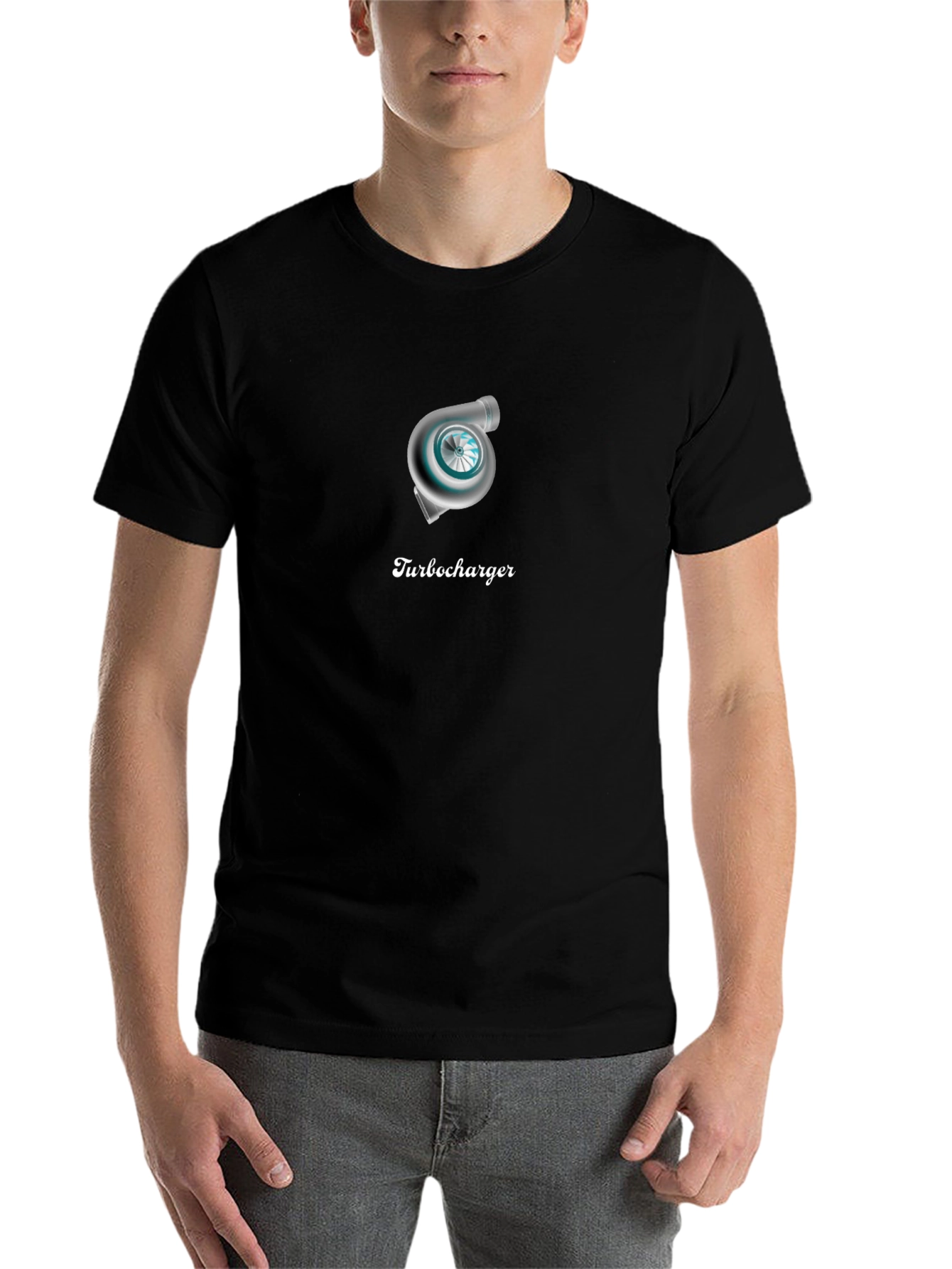 Black Turbocharger Graphic T-Shirt - Automotive Enthusiast Apparel view 7