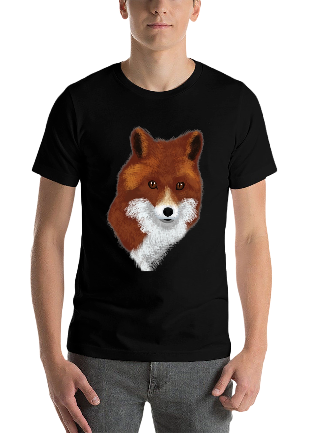 Black Fox Graphic Black T-Shirt - Stylish Animal Print Tee view 7