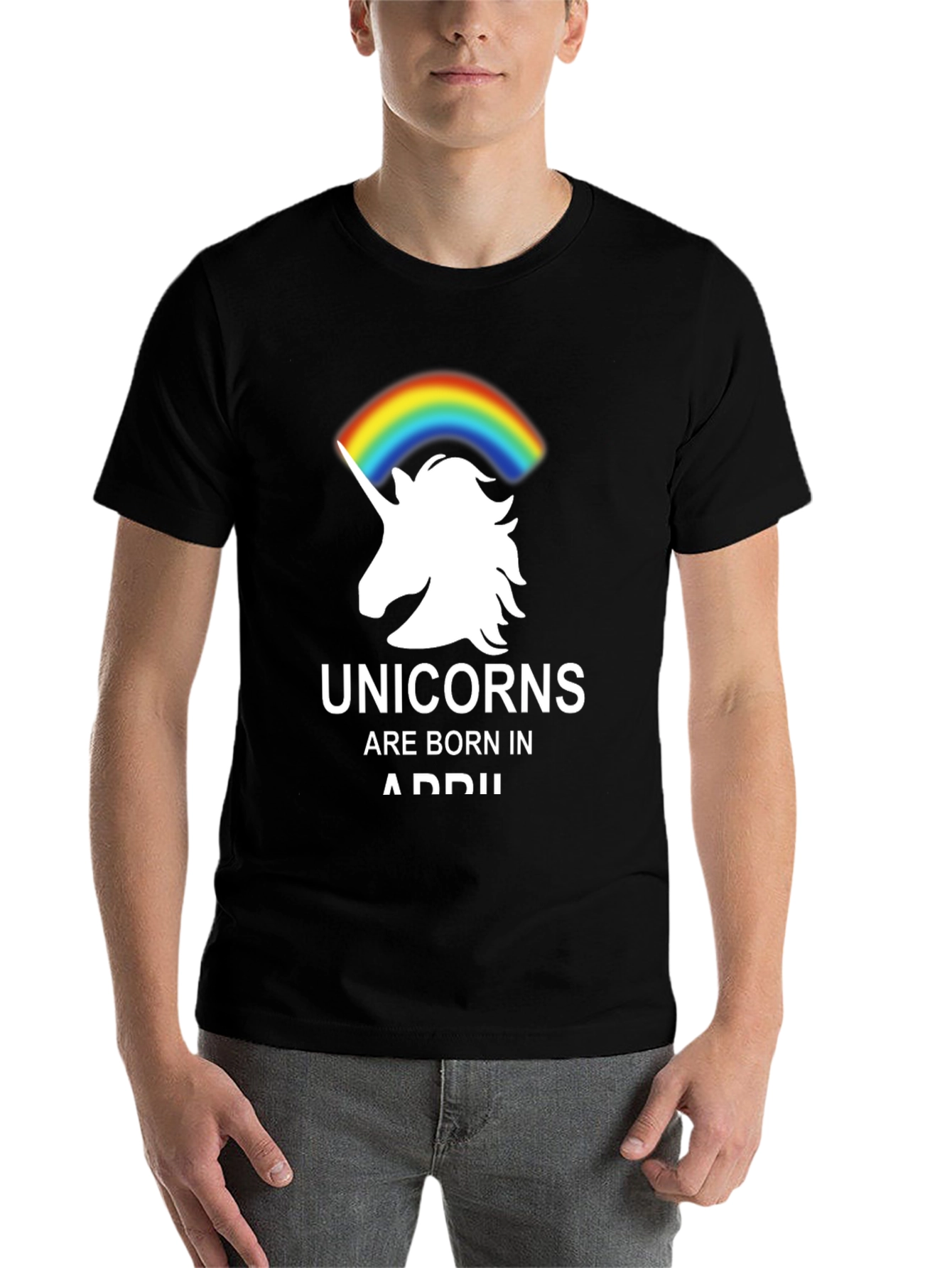 Black Unicorns Are Born in April T-Shirt view 7