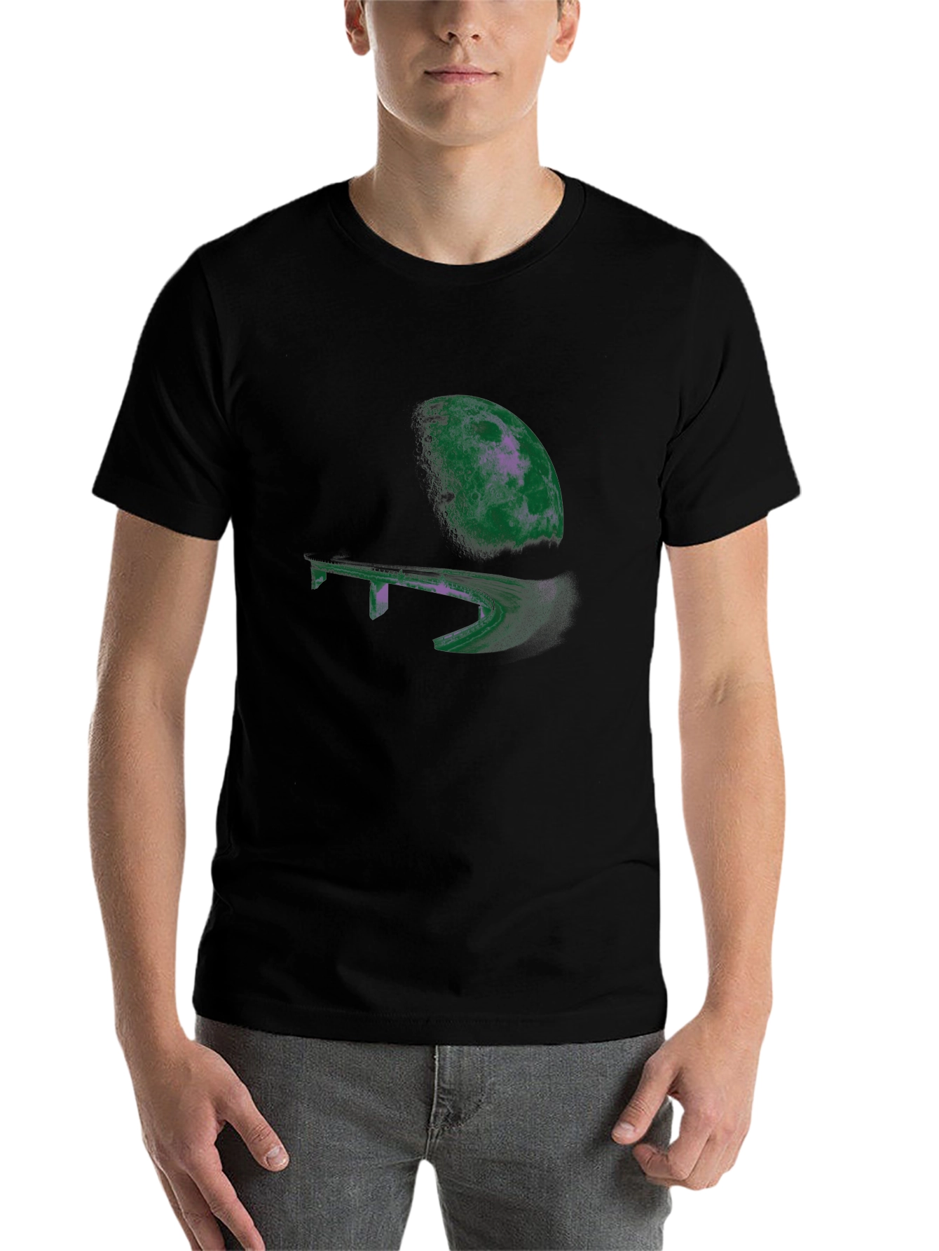 Abstract Moon Bridge Graphic T-Shirt - 7