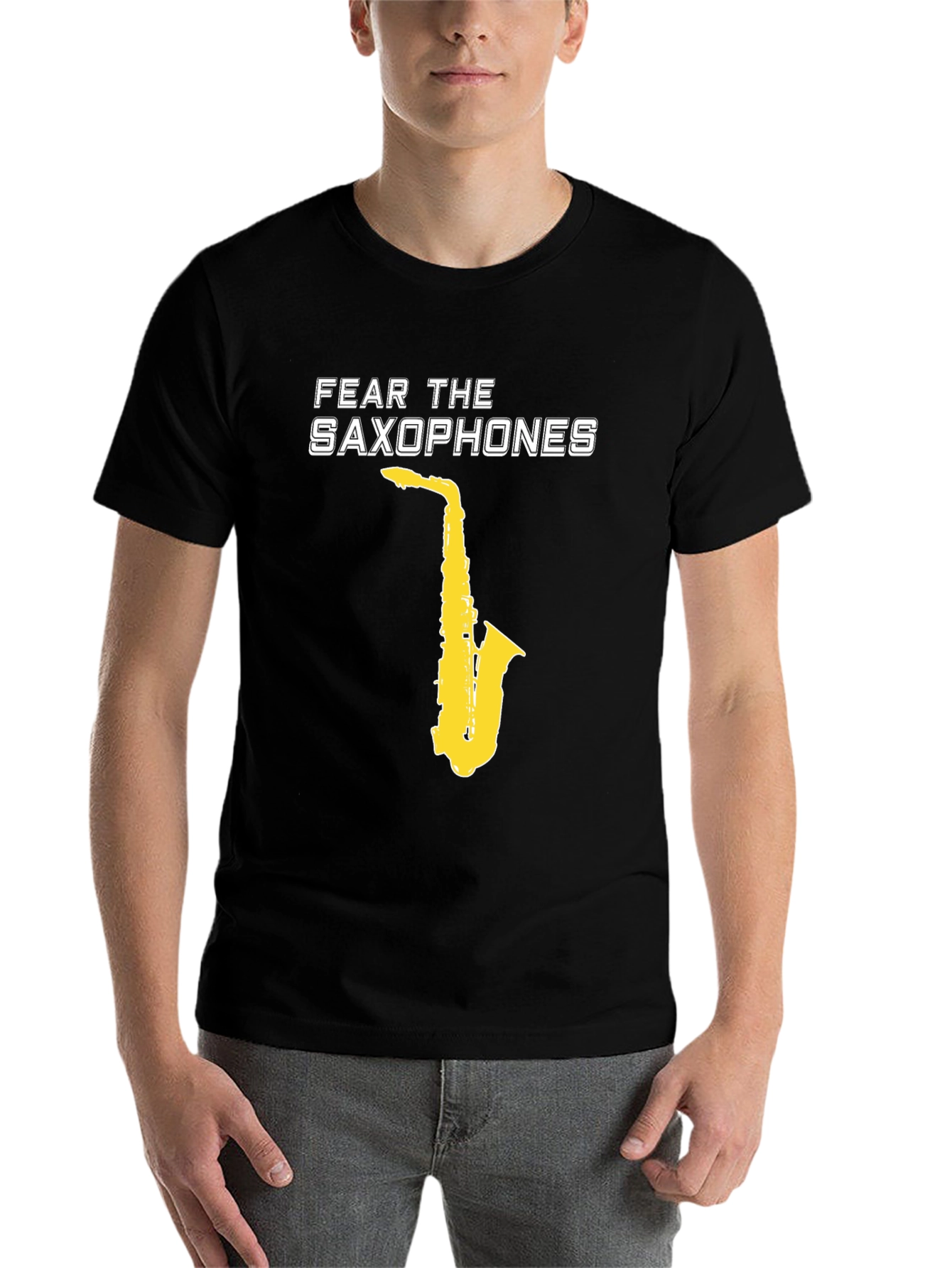 Black Fear the Saxophones Graphic Tee view 7