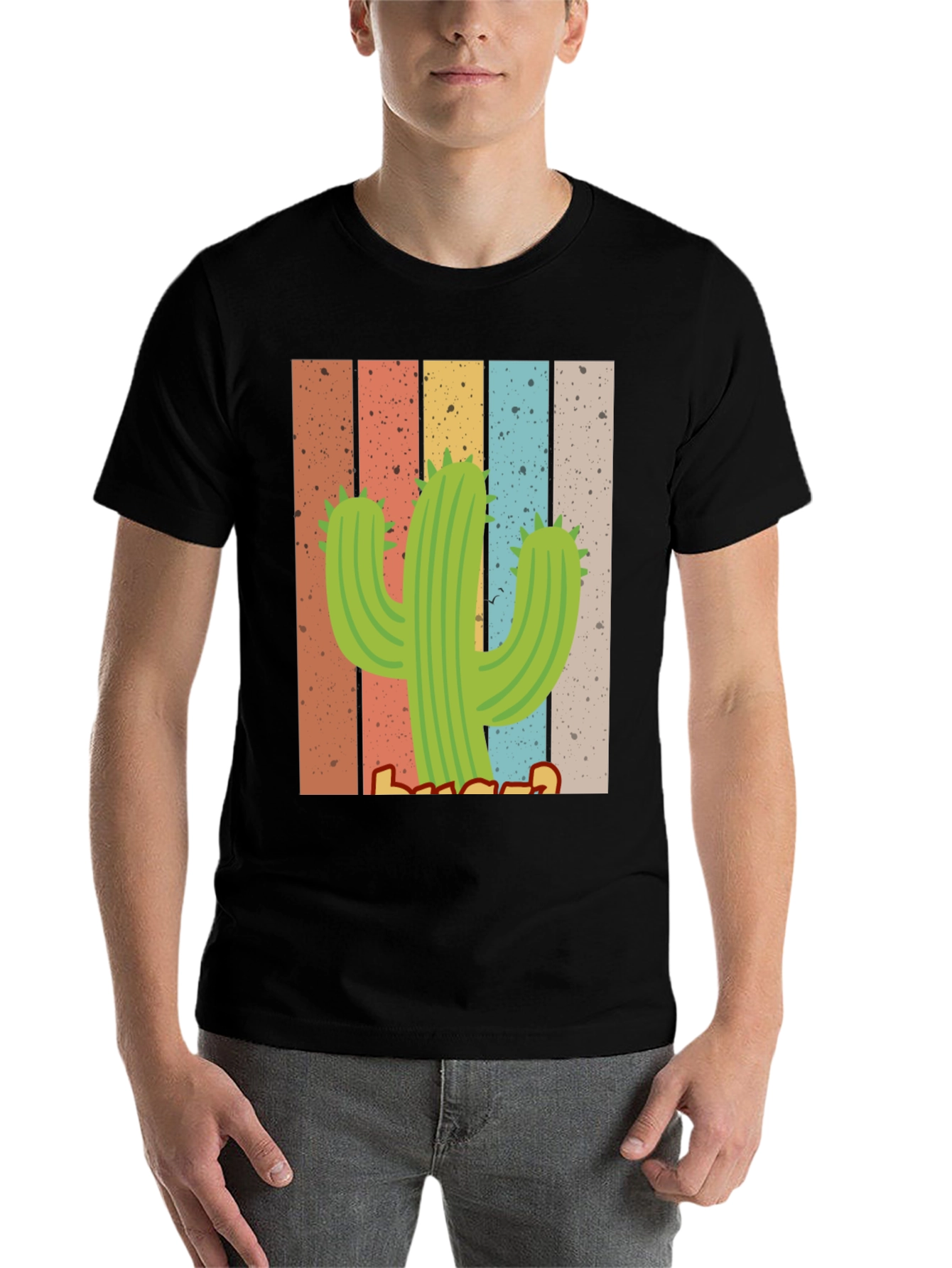 Black Retro Cactus T-Shirt - Desert Vibes view 7