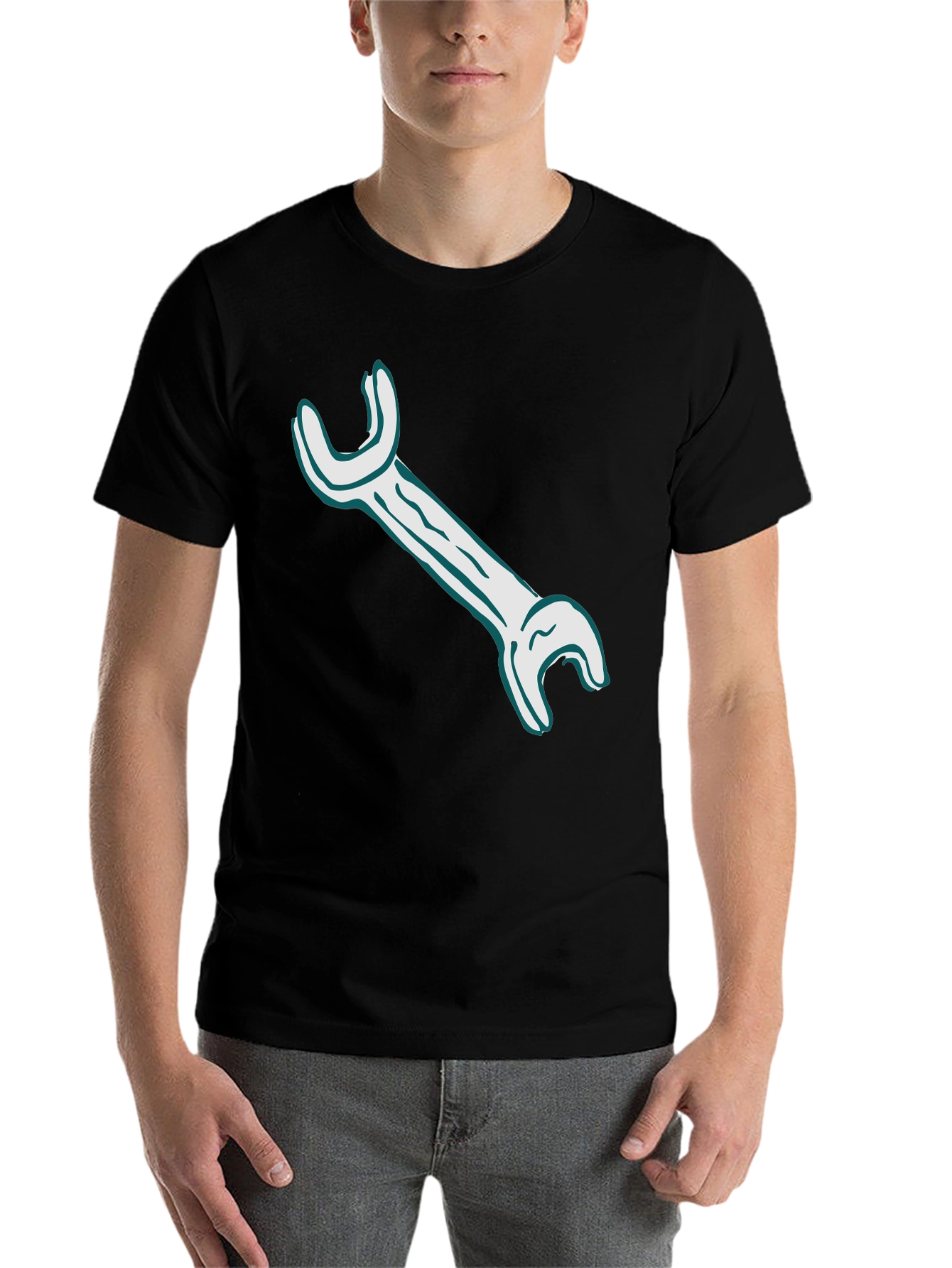 Black Wrench Graphic Tee - Black Crew Neck T-Shirt view 7