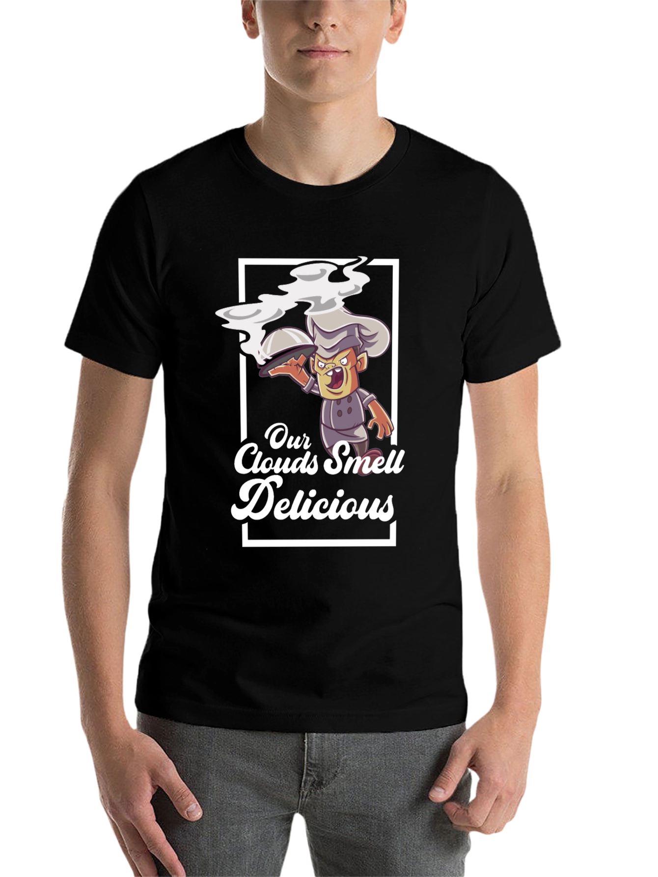 Black Our Clouds Smell Delicious T-Shirt Chef Cartoon Black view 7