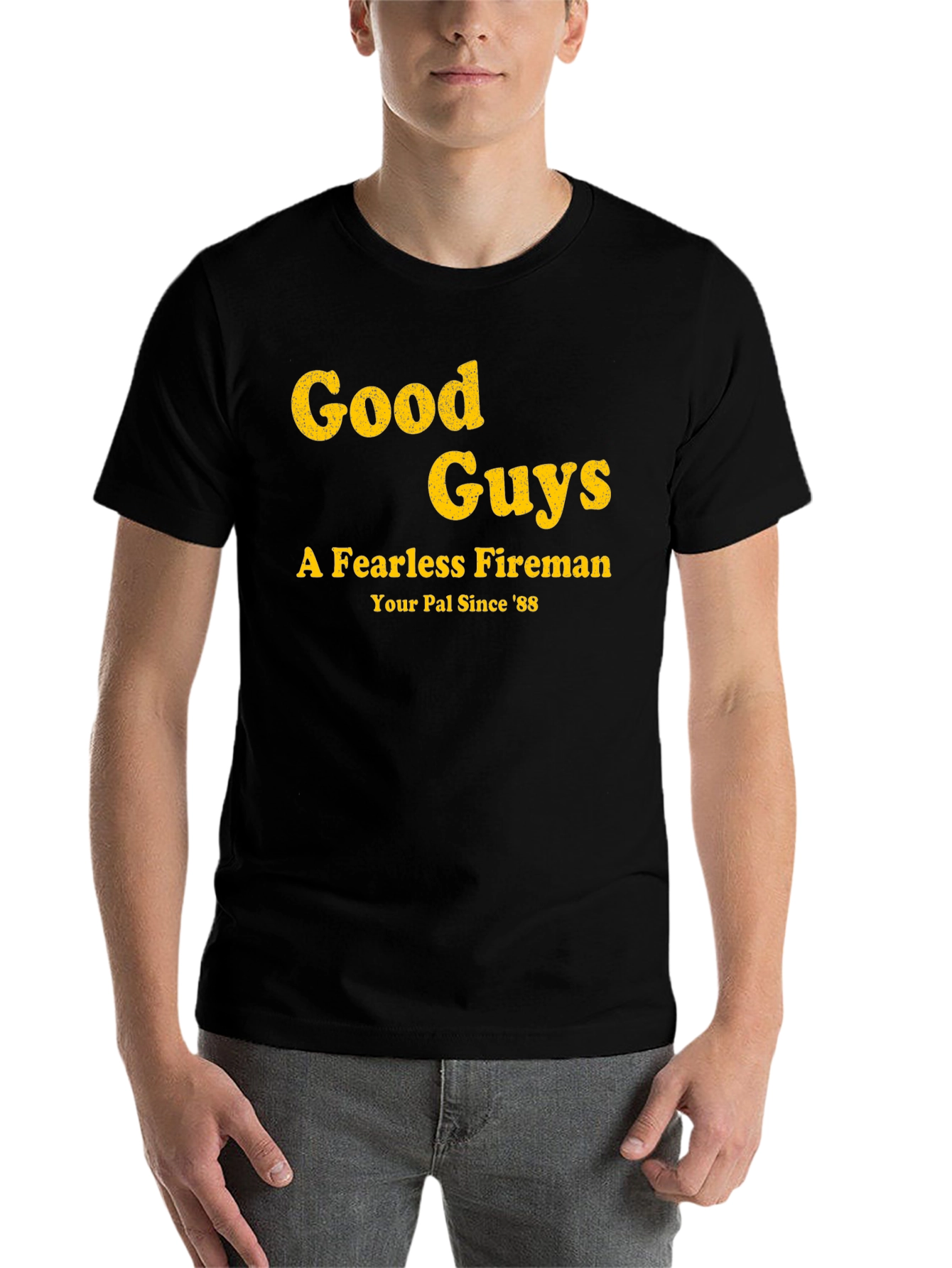 Black Good Guys Fireman T-Shirt - Your Pal Since '88 view 7
